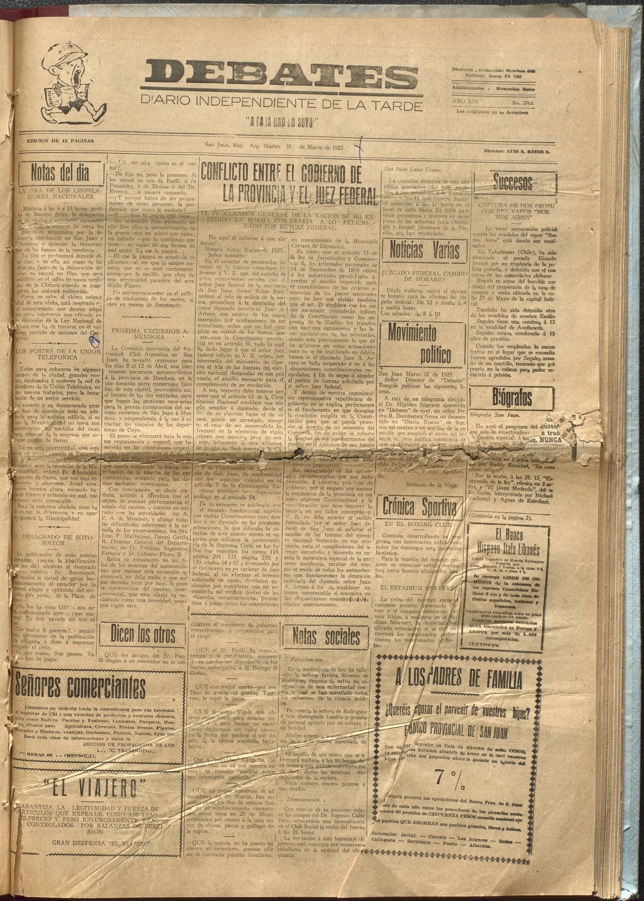 Portada · Diario Debates del 31 de marzo de 1925