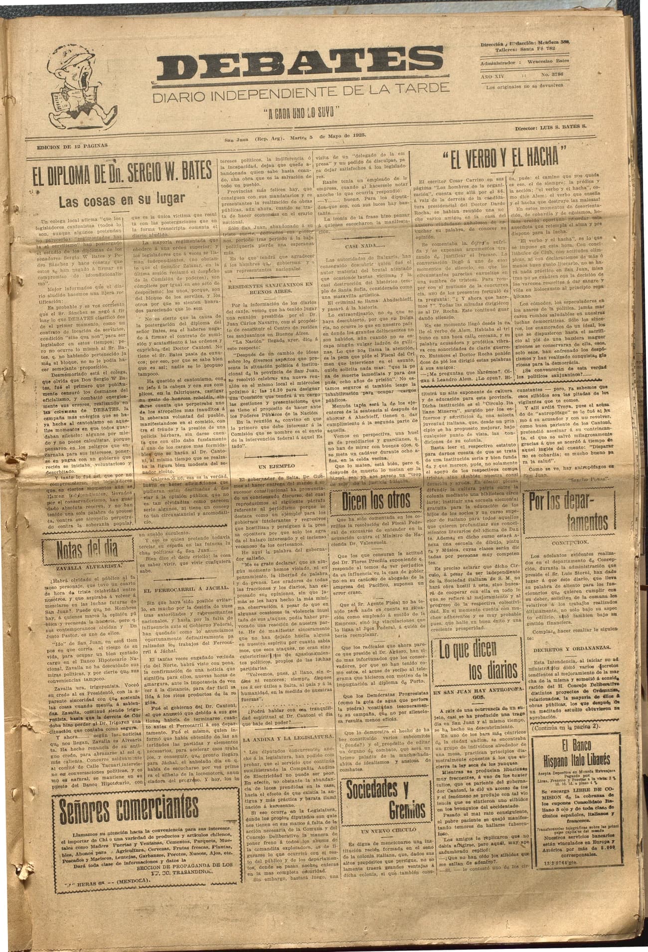 Portada · Diario Debates del 5 de mayo de 1925