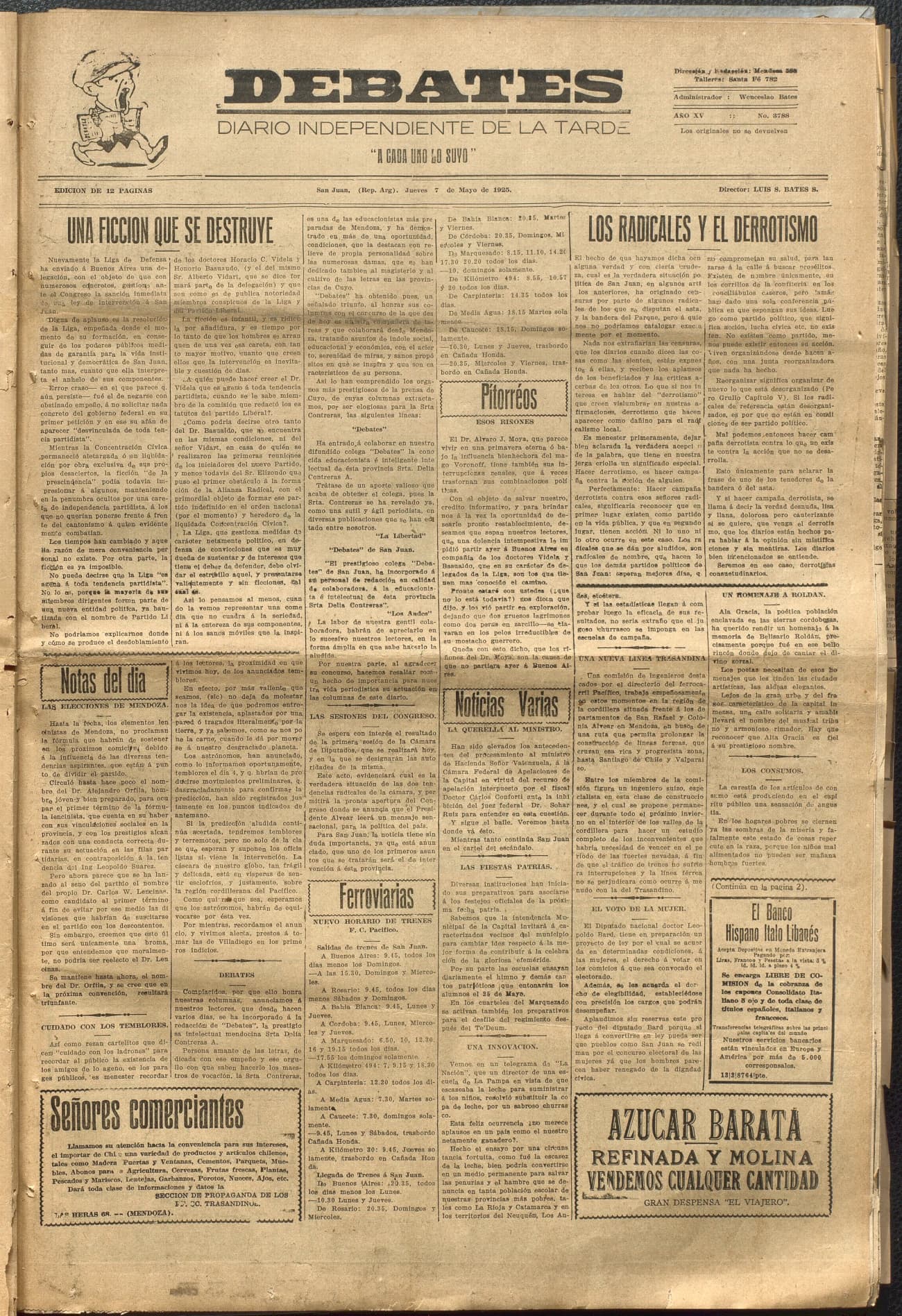 Portada · Diario Debates del 7 de mayo de 1925