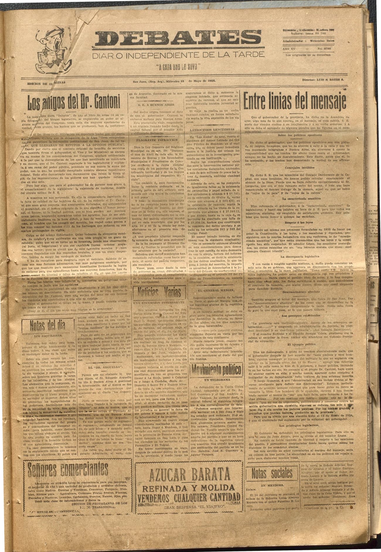 Portada · Diario Debates del 13 de mayo de 1925