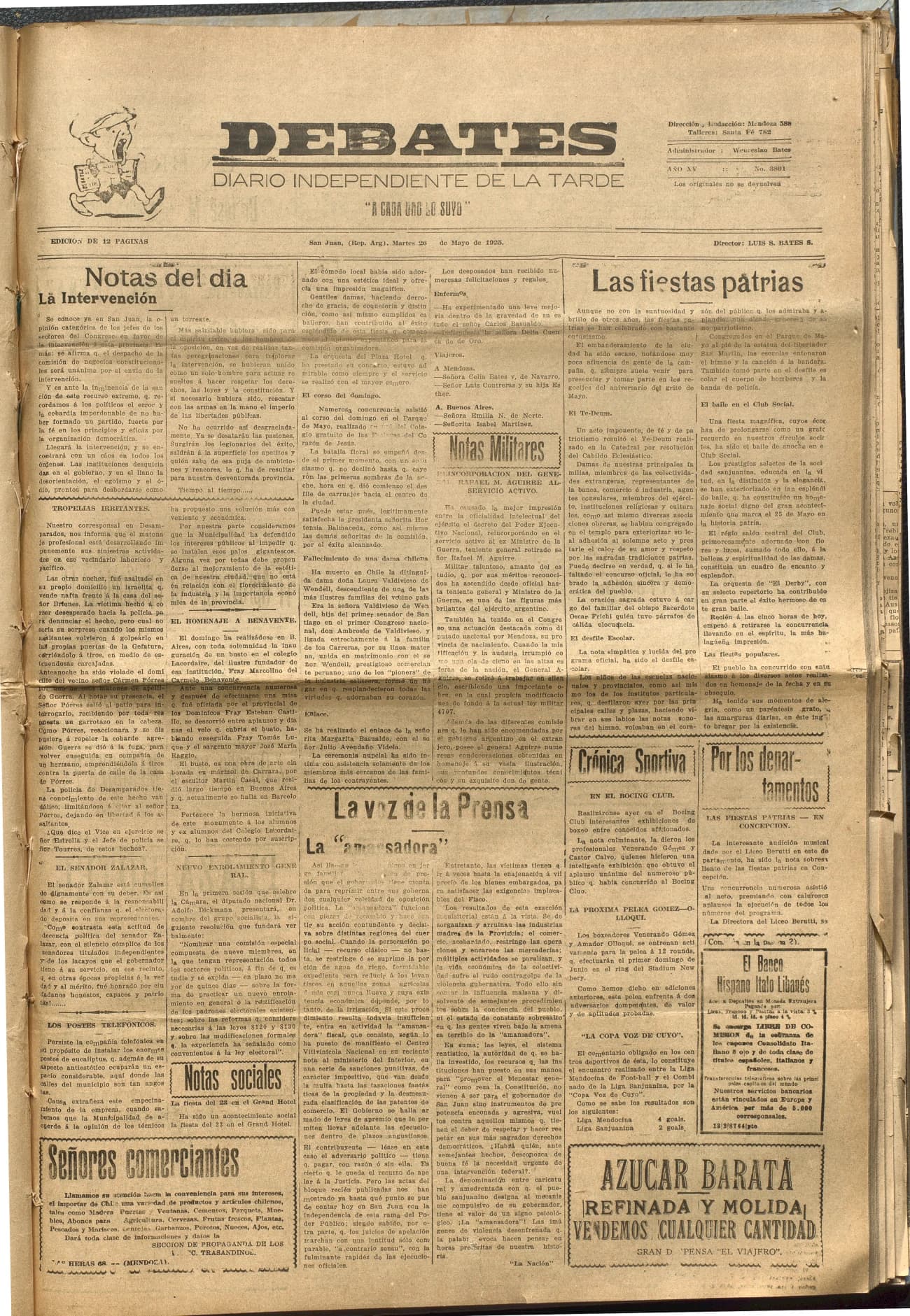 Portada · Diario Debates del 26 de mayo de 1925