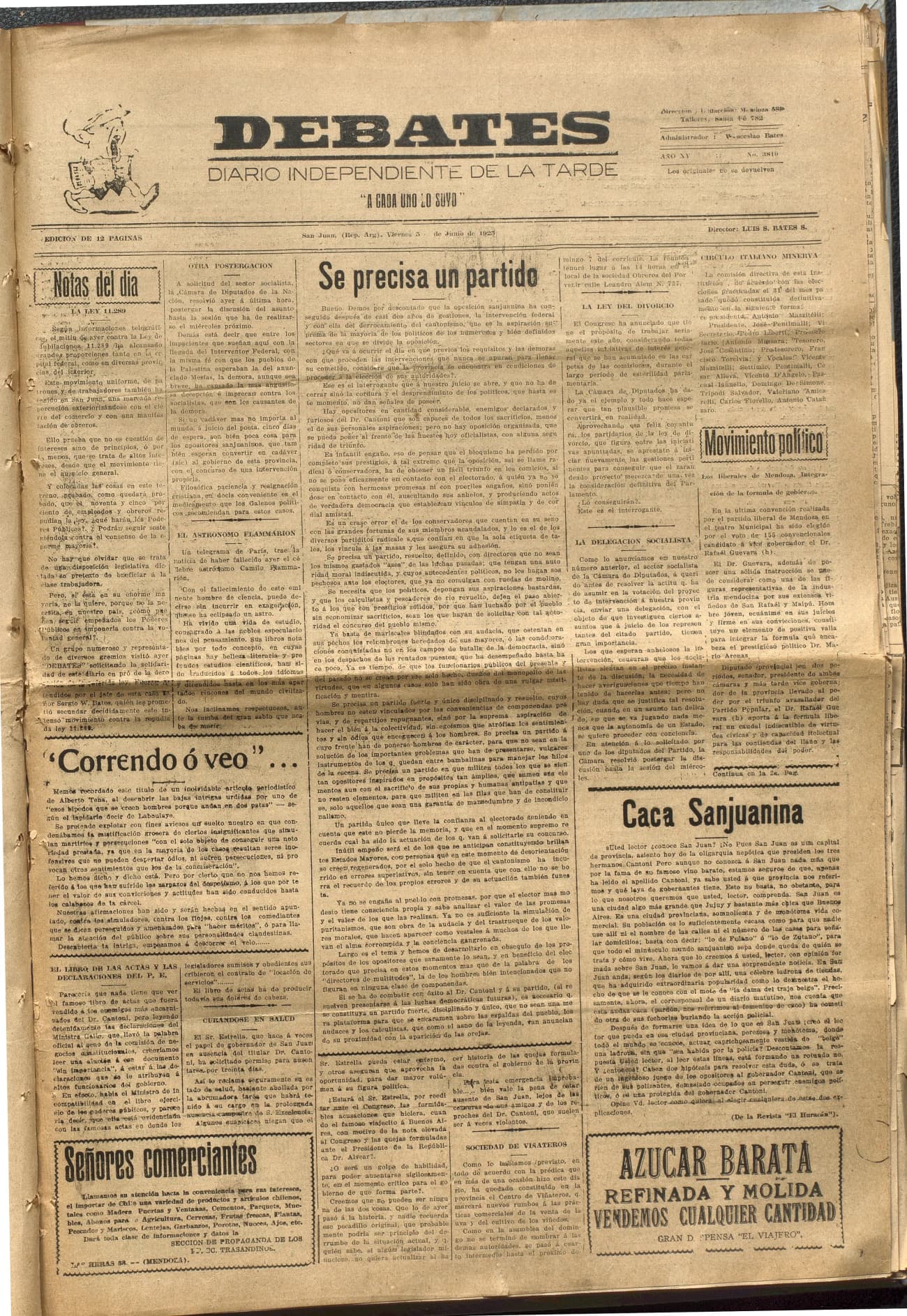 Portada · Diario Debates del 5 de junio de 1925