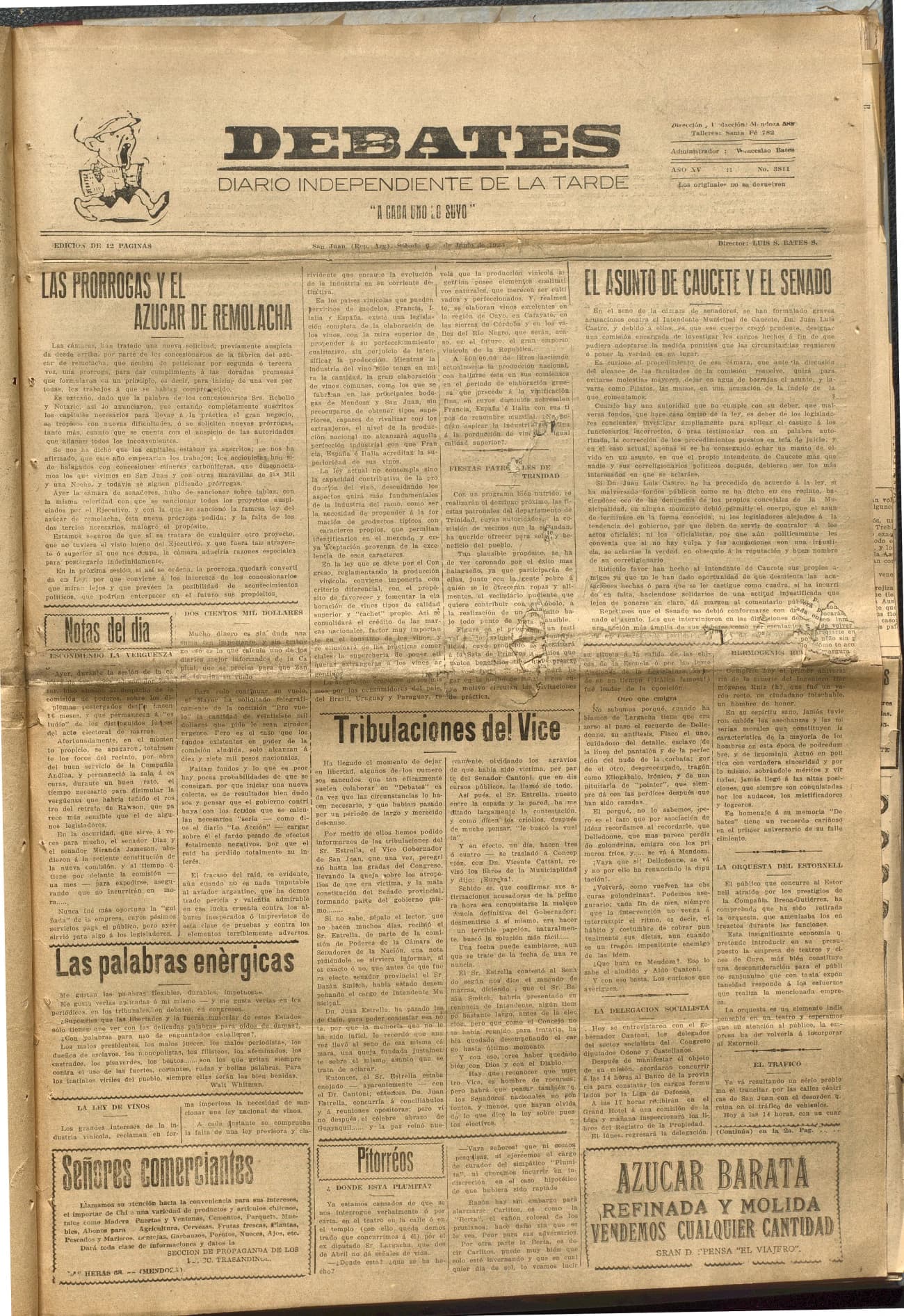 Portada · Diario Debates del 6 de junio de 1925