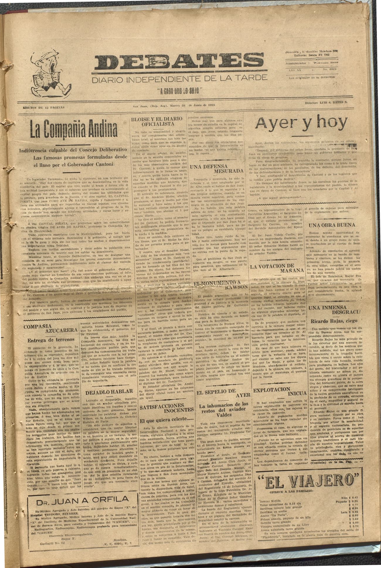 Portada · Diario Debates del 23 de junio de 1925