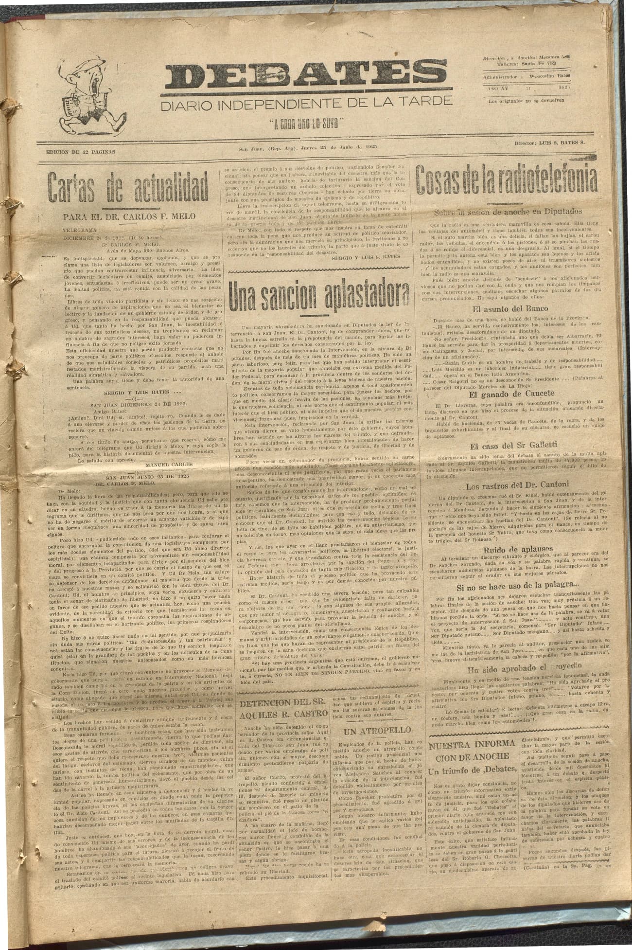 Portada · Diario Debates del 25 de junio de 1925