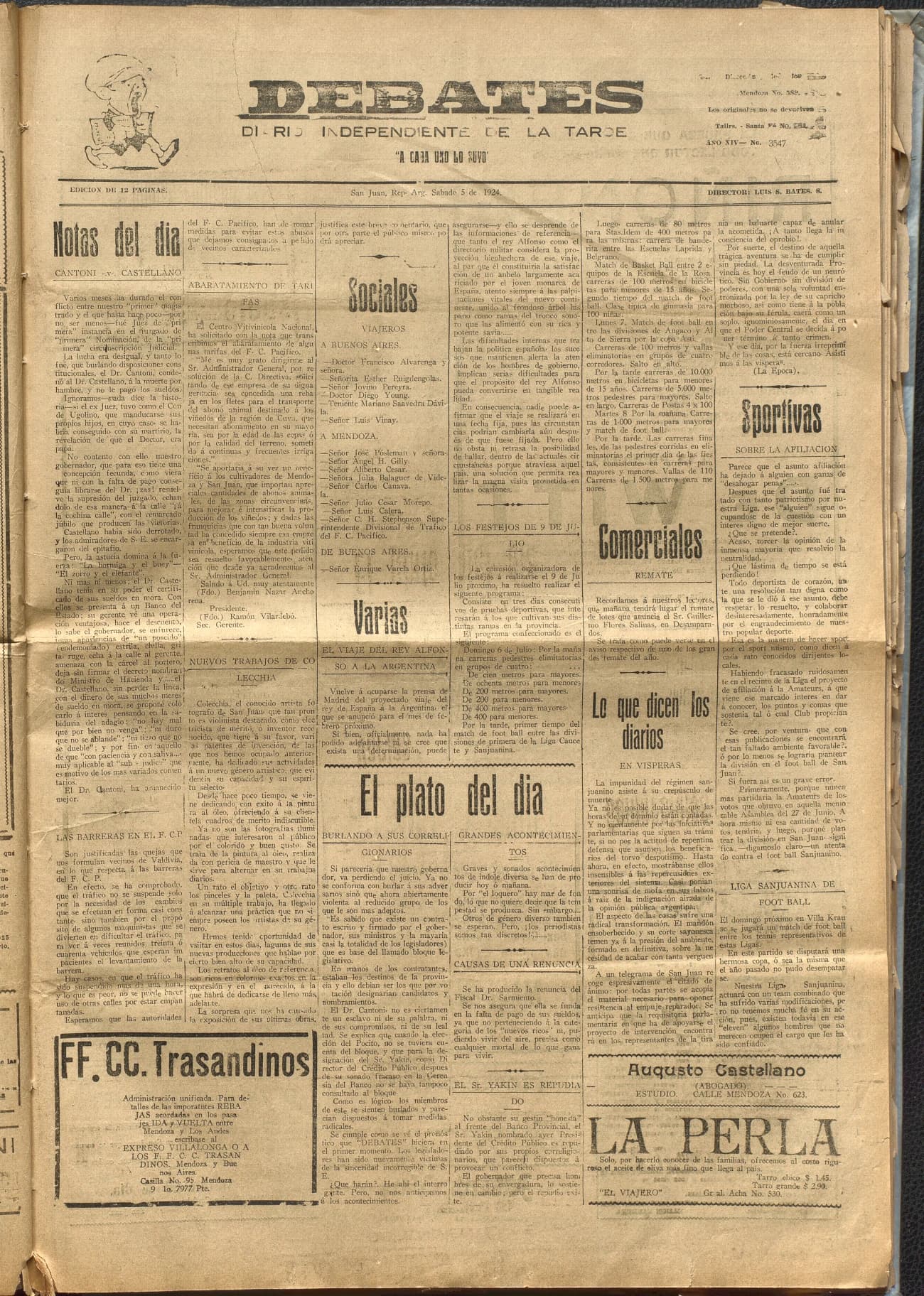 Portada · Diario Debates del 5 de julio de 1925