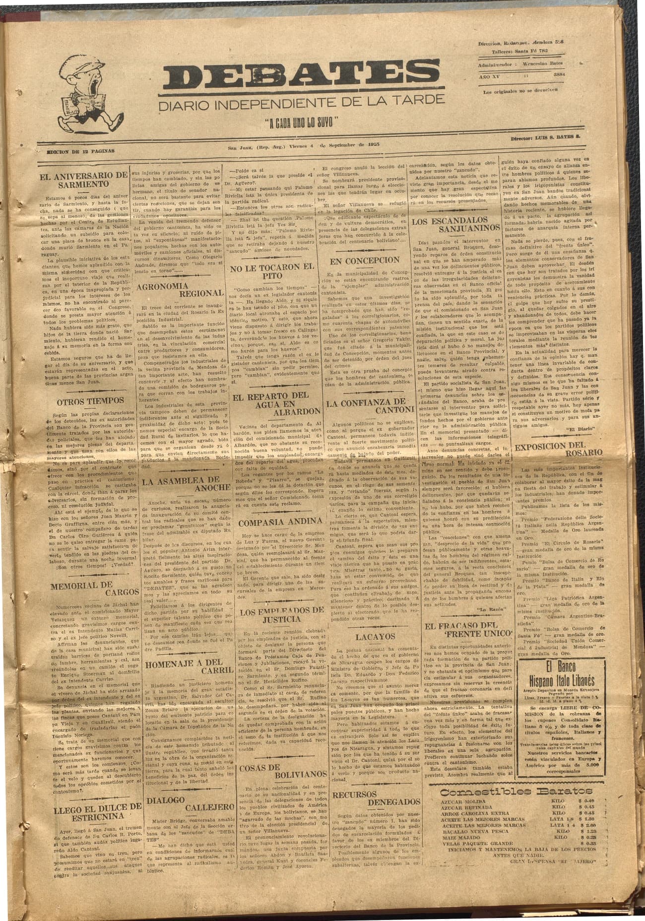Portada · Diario Debates del 4 de septiembre de 1925