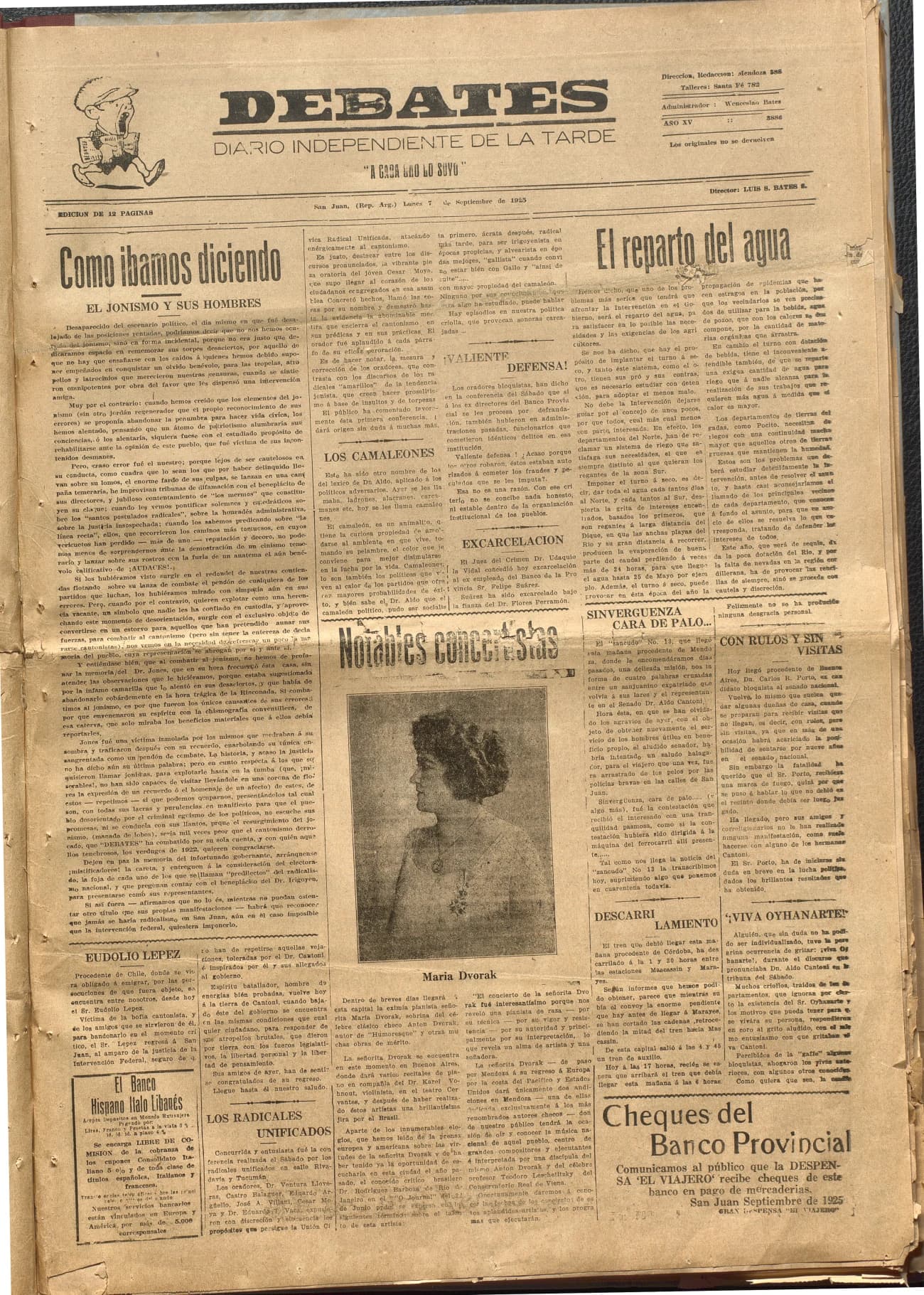 Portada · Diario Debates del 7 de septiembre de 1925