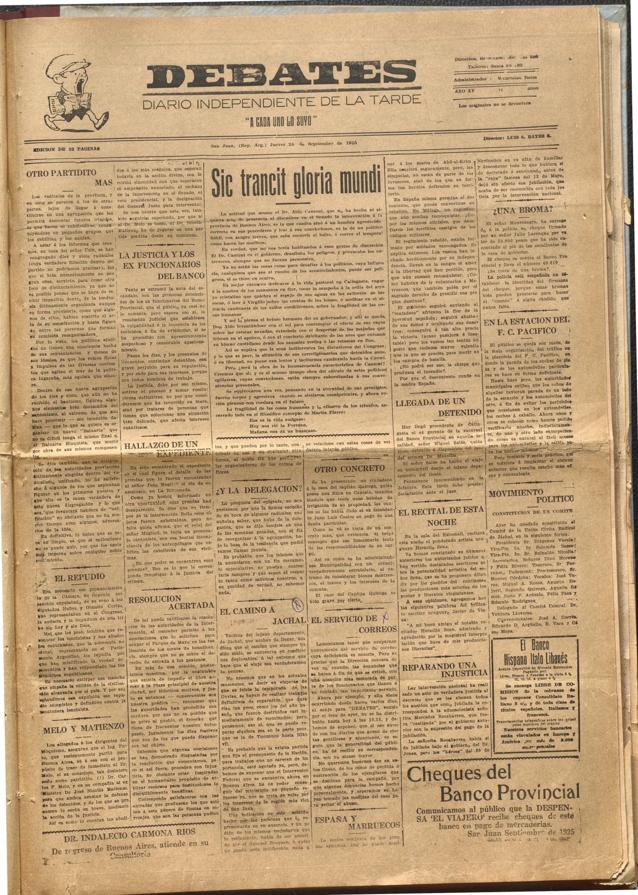 Portada · Diario Debates del 24 de septiembre de 1925