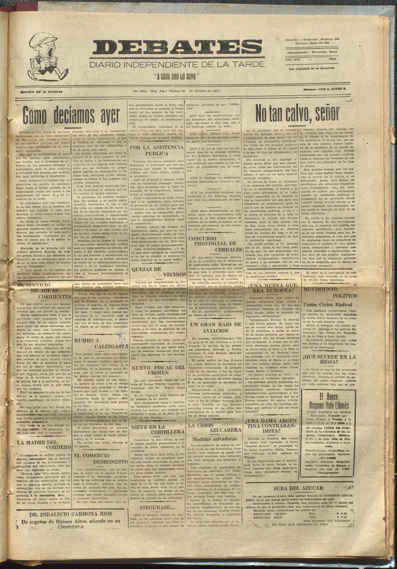 Portada · Diario Debates del 23 de octubre de 1925