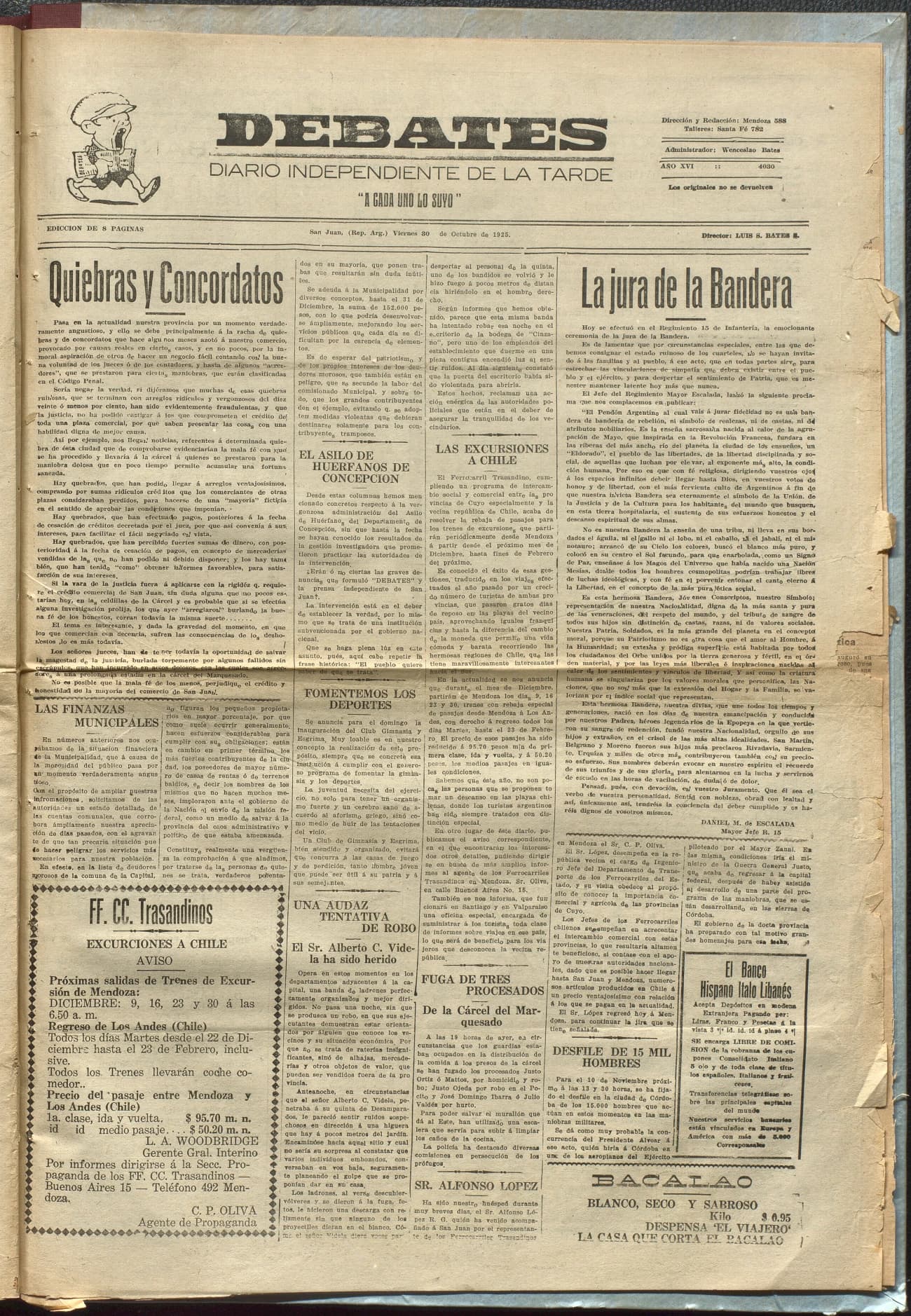 Portada · Diario Debates del 30 de octubre de 1925