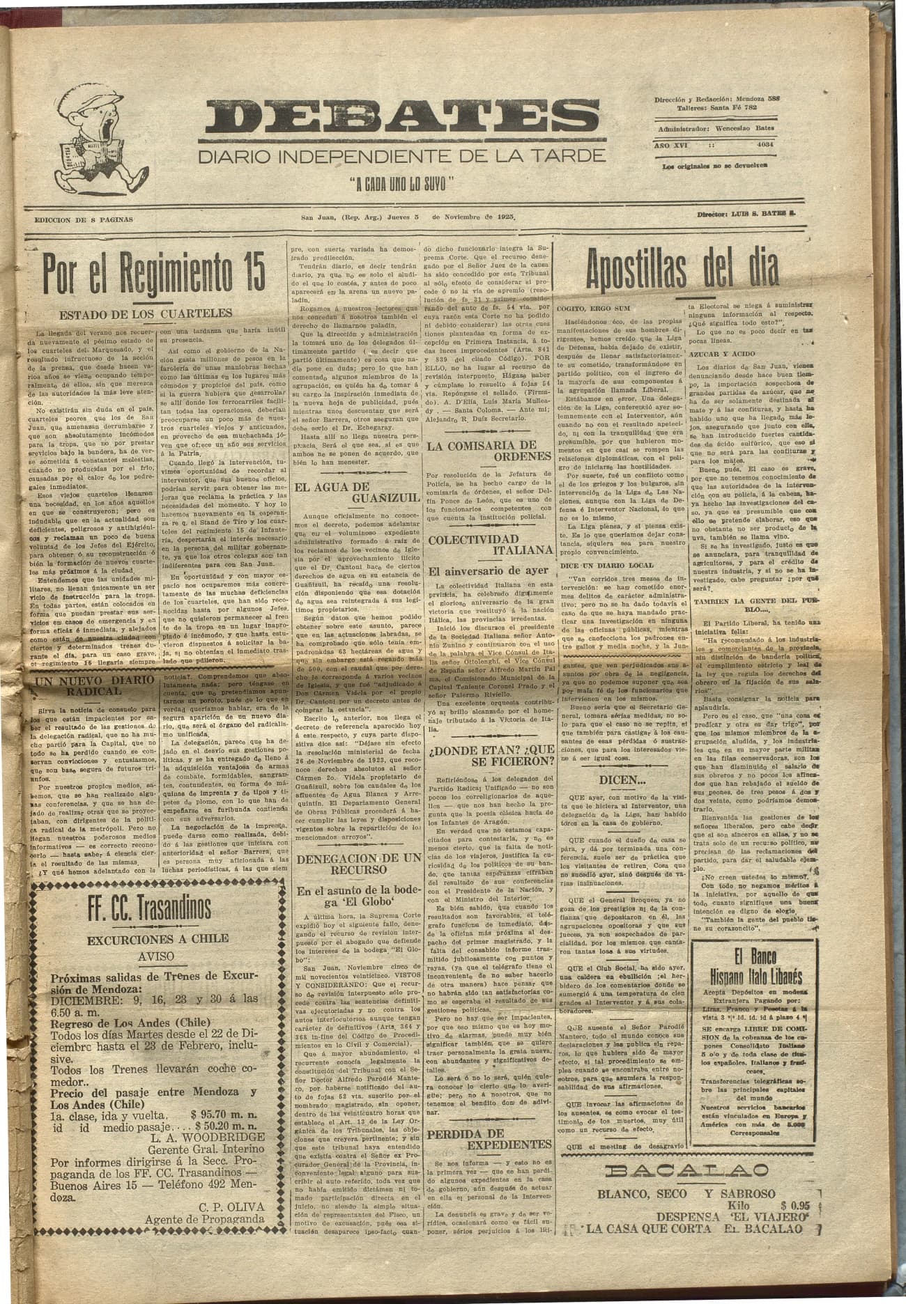 Portada · Diario Debates del 5 de noviembre de 1925