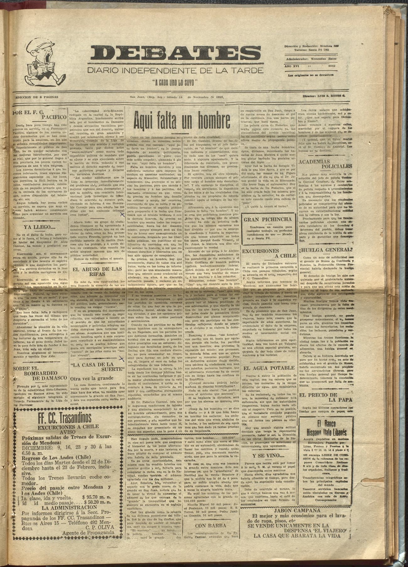 Portada · Diario Debates del 14 de noviembre de 1925