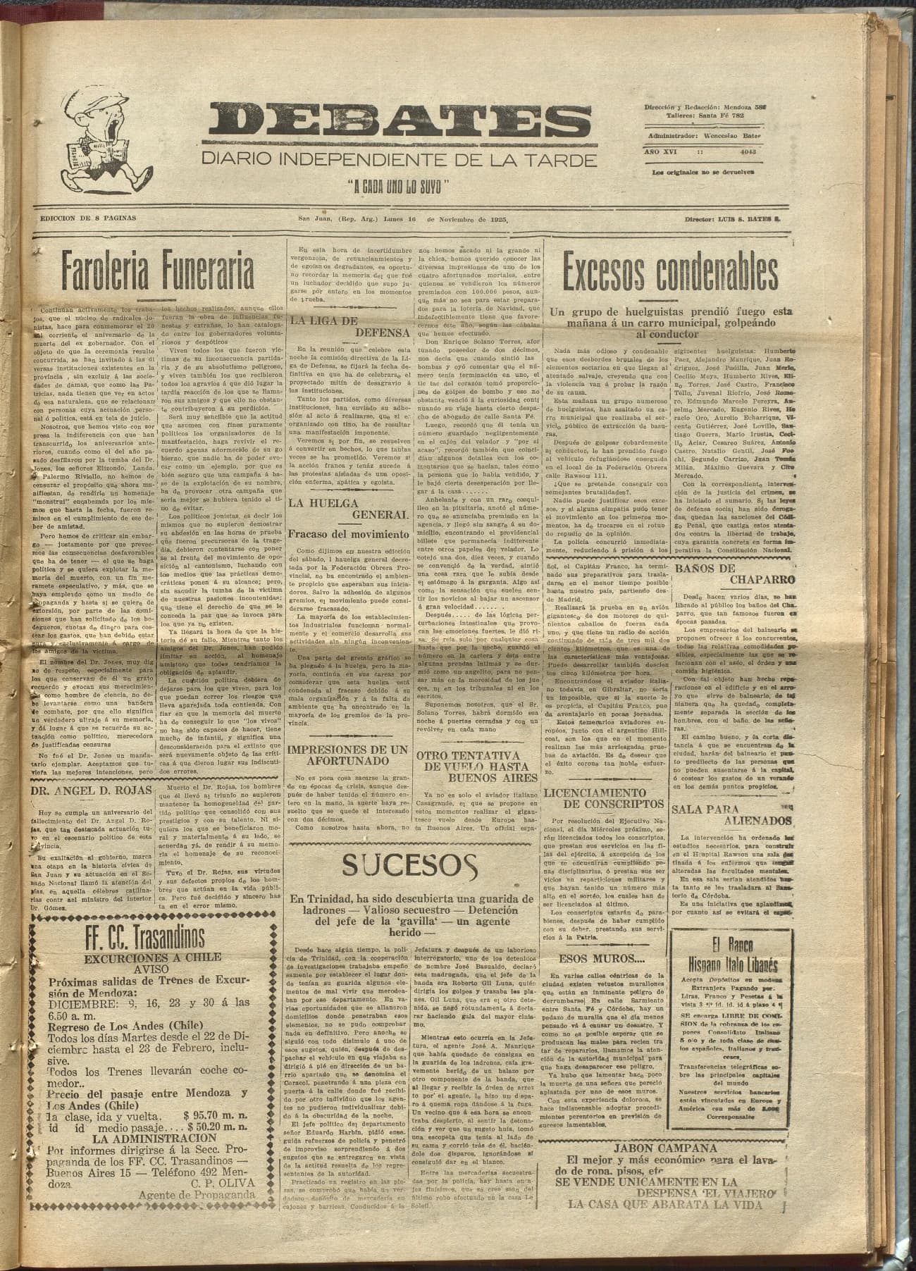 Portada · Diario Debates del 16 de noviembre de 1925