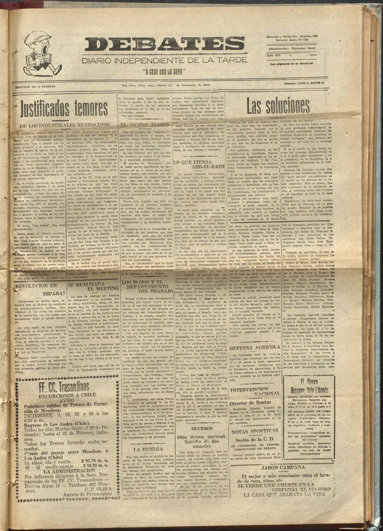 Portada · Diario Debates del 17 de noviembre de 1925