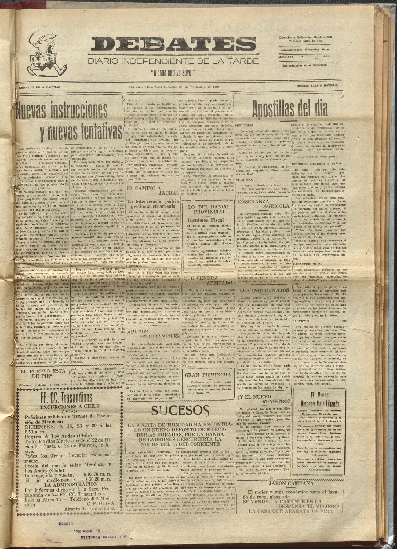 Portada · Diario Debates del 18 de noviembre de 1925