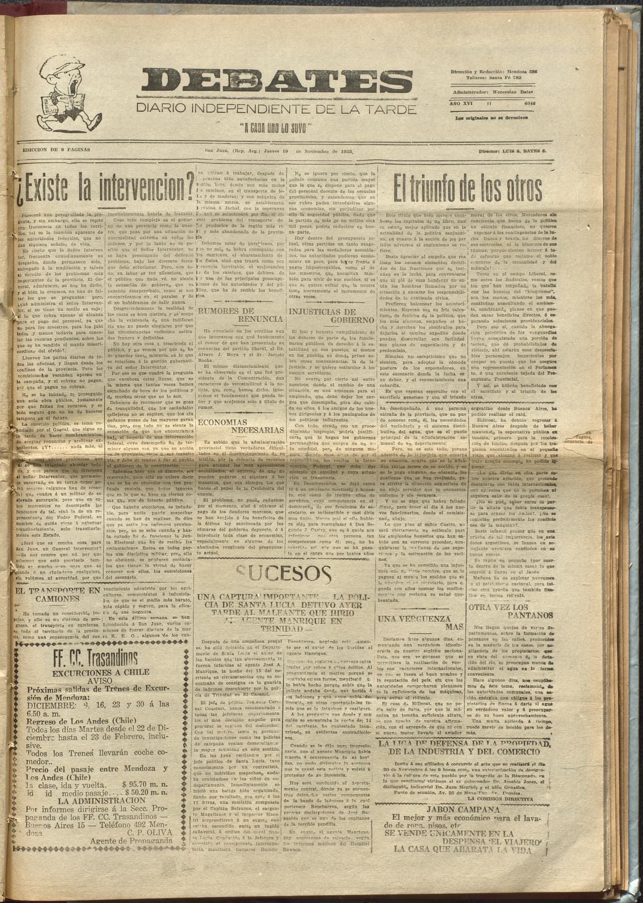 Portada · Diario Debates del 19 de noviembre de 1925