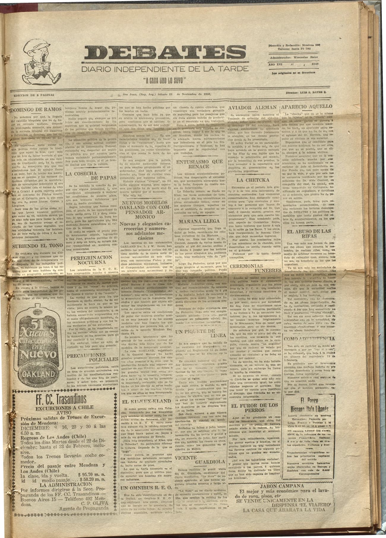 Portada · Diario Debates del 21 de noviembre de 1925