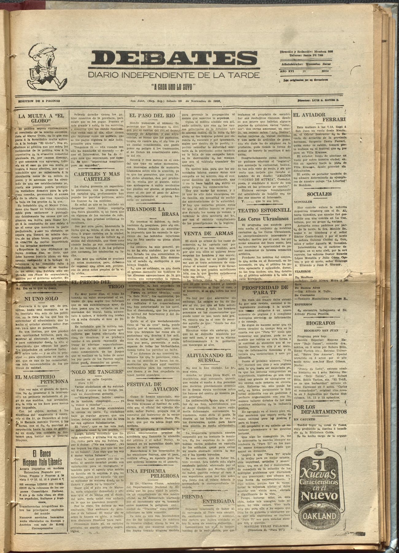 Portada · Diario Debates del 28 de noviembre de 1925
