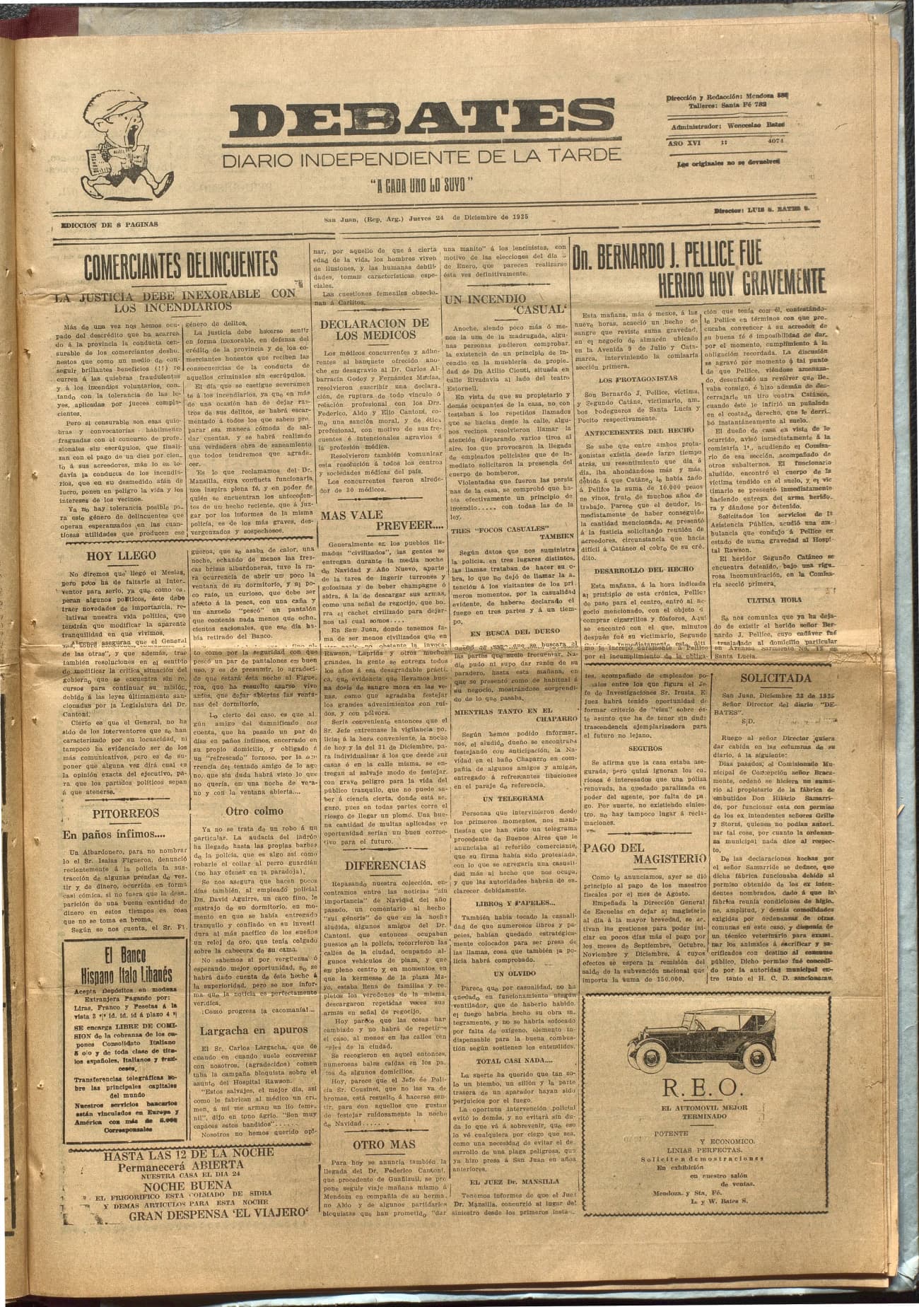 Portada · Diario Debates del 24 de diciembre de 1925