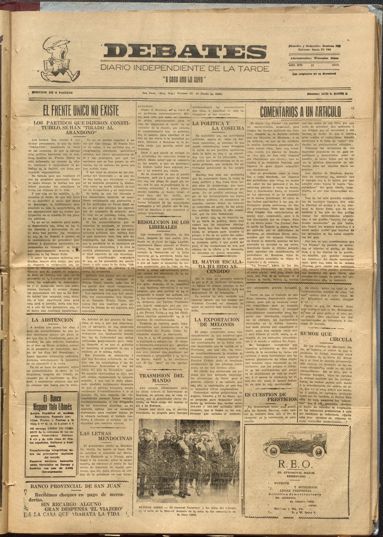 Portada · Diario Debates del 15 de enero de 1926