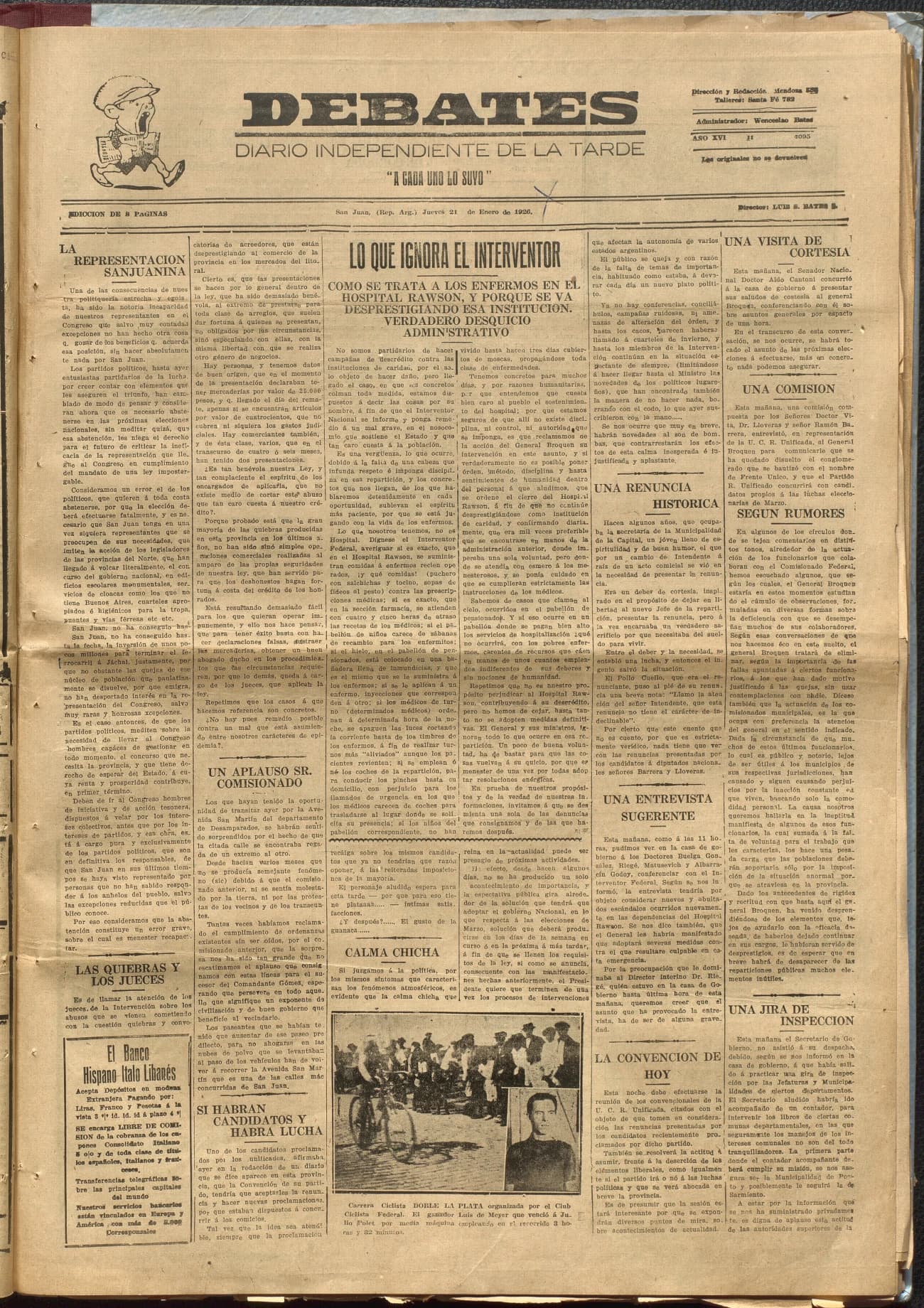 Portada · Diario Debates del 21 de enero de 1926