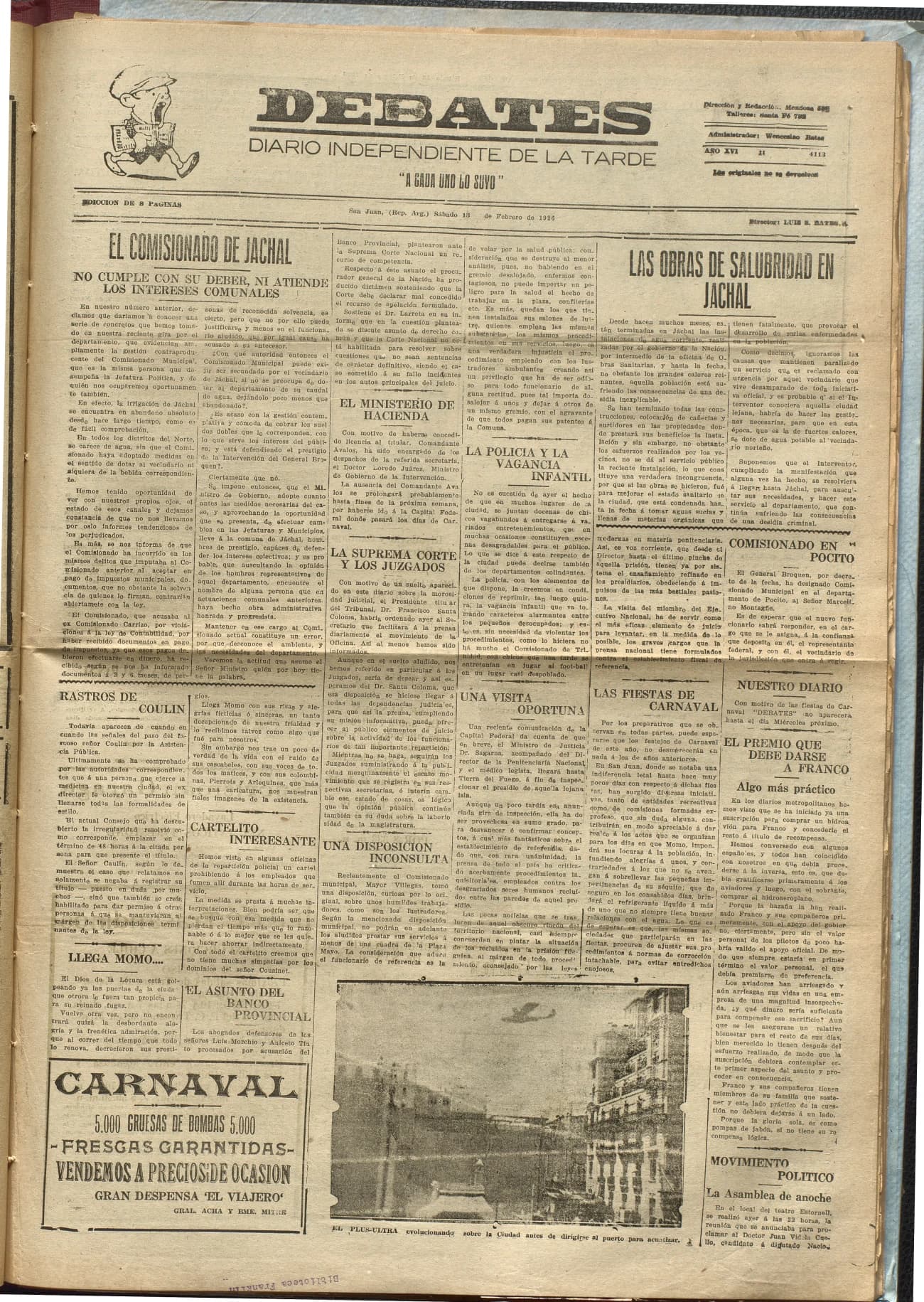 Portada · Diario Debates del 13 de febrero de 1926