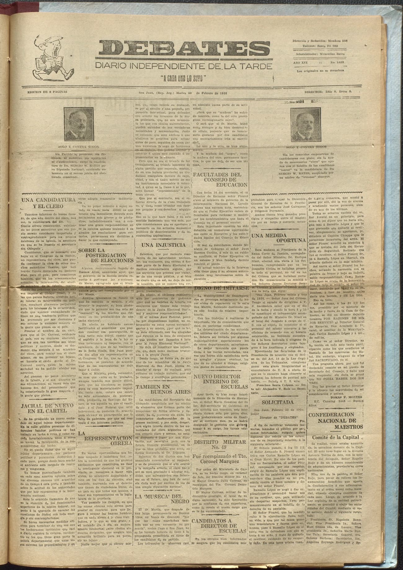 Portada · Diario Debates del 23 de febrero de 1926