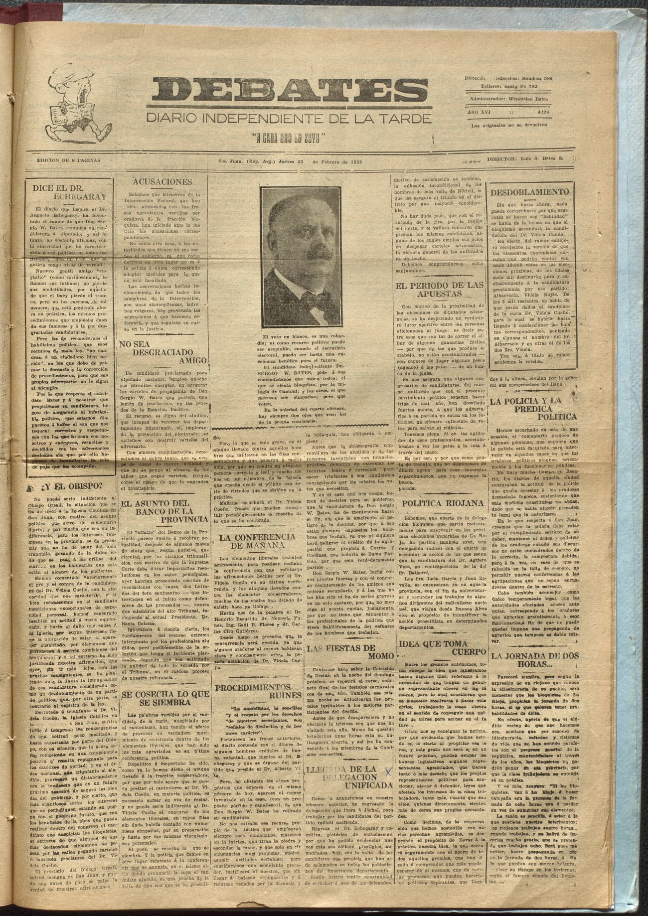 Portada · Diario Debates del 25 de febrero de 1926
