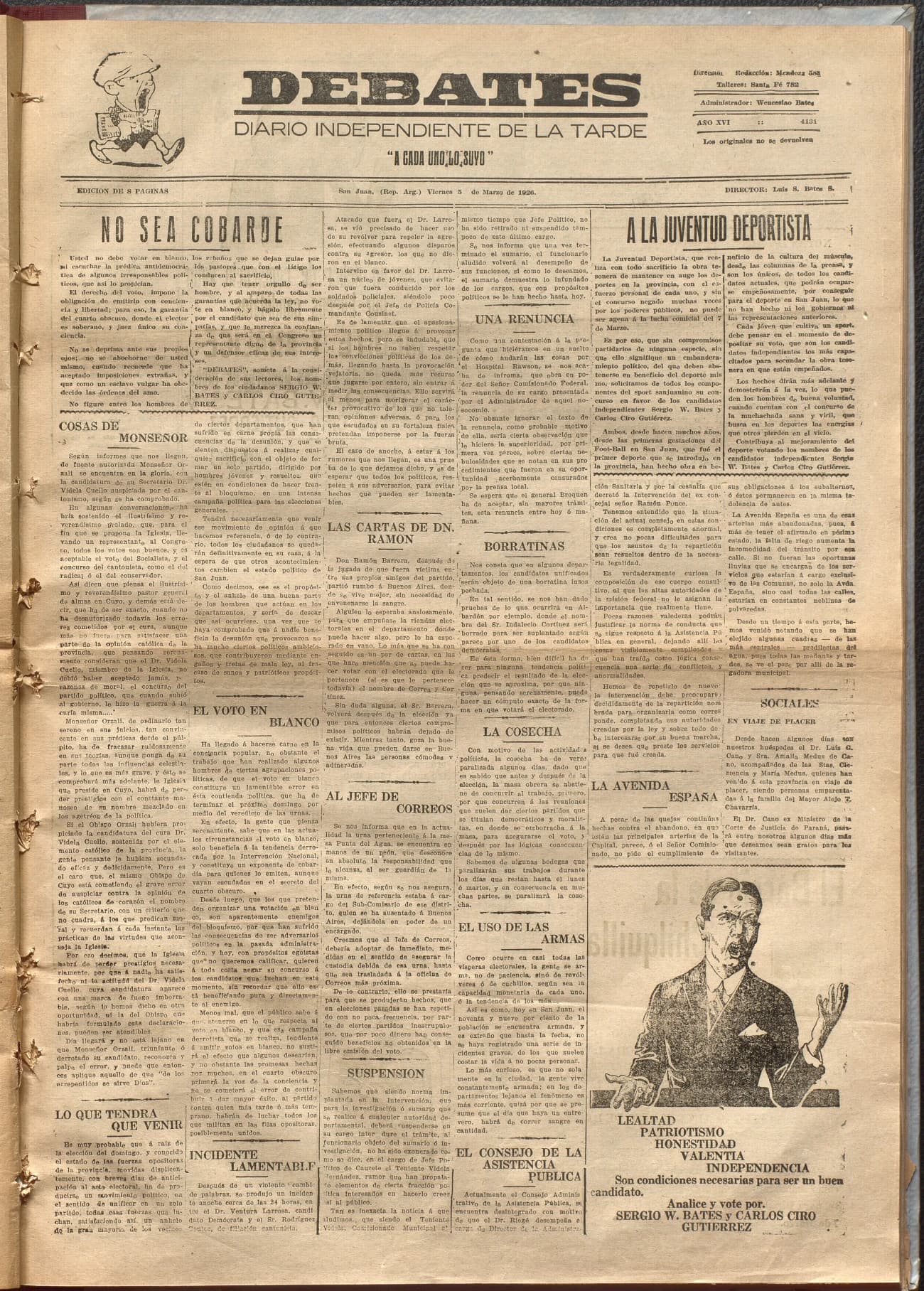 Portada · Diario Debates del 5 de marzo de 1926