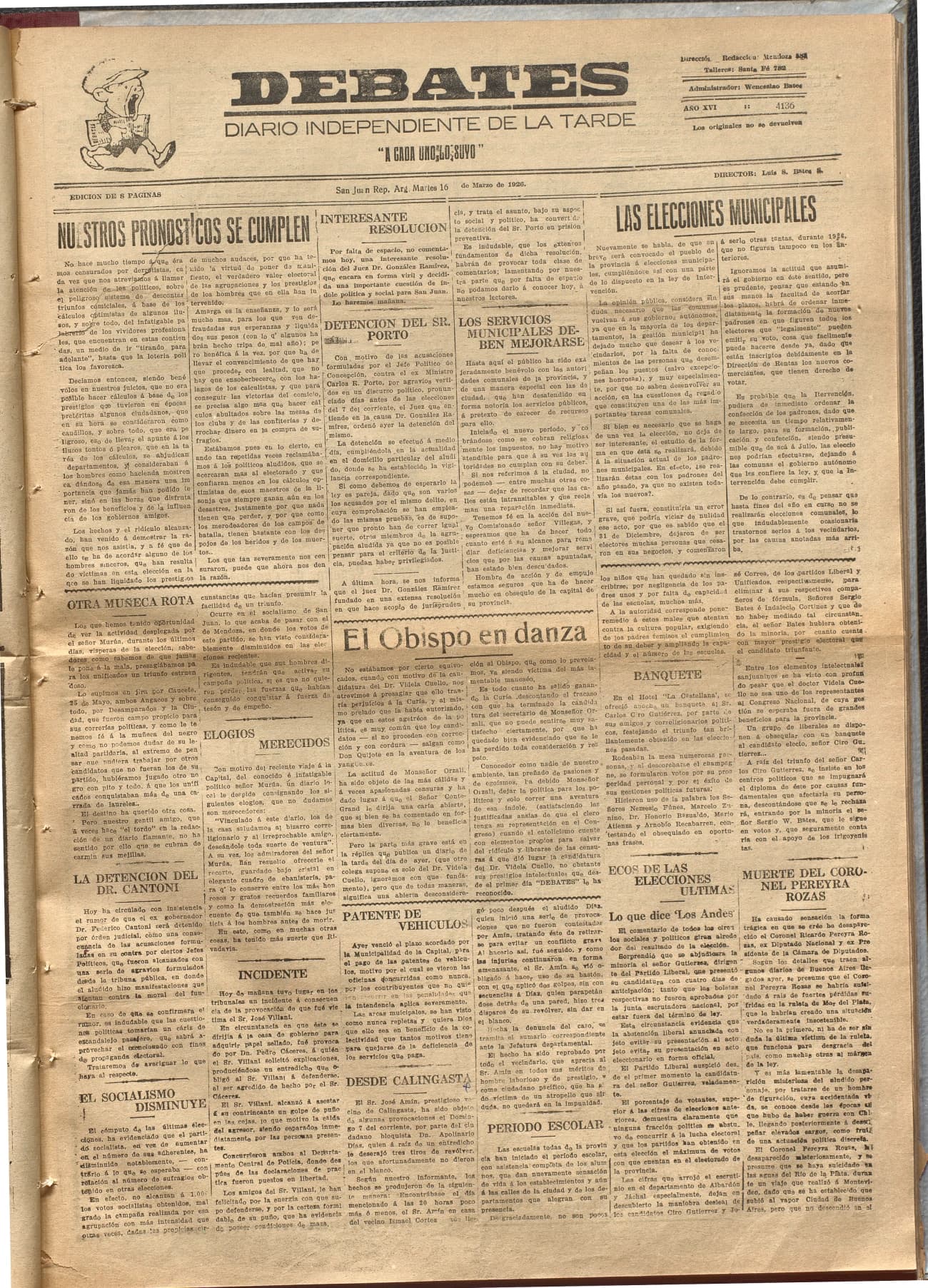 Portada · Diario Debates del 16 de marzo de 1926