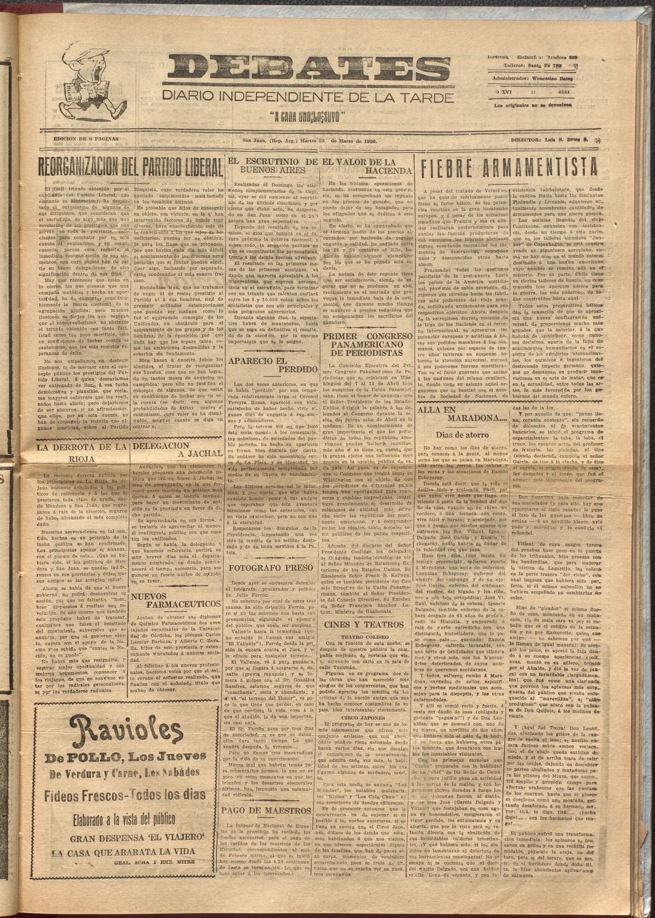 Portada · Diario Debates del 23 de marzo de 1926