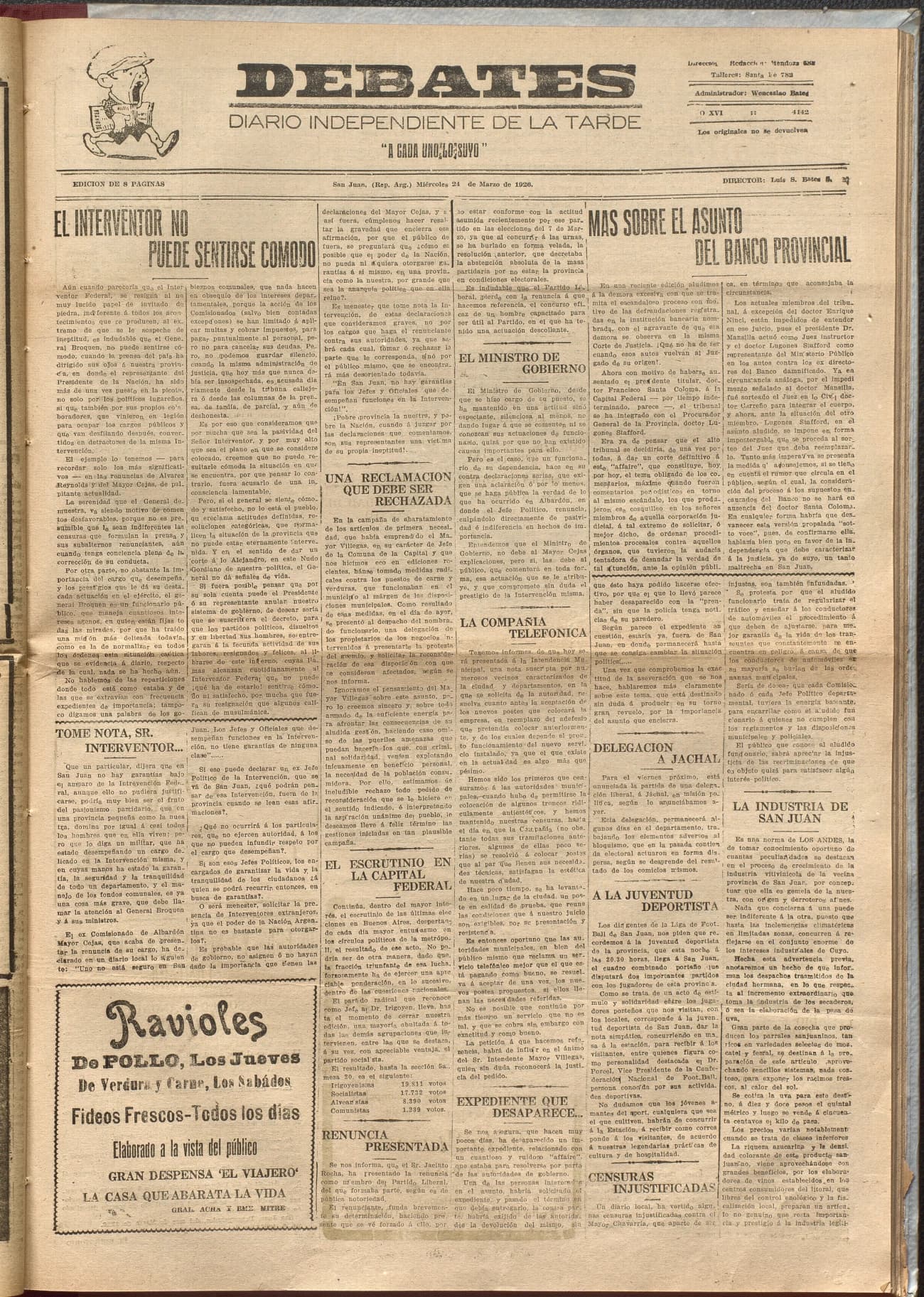 Portada · Diario Debates del 24 de marzo de 1926