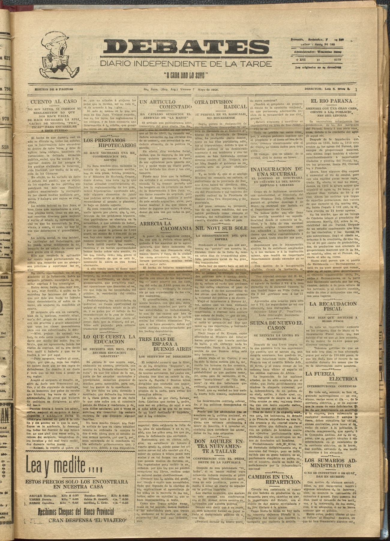 Portada · Diario Debates del 7 de mayo de 1926