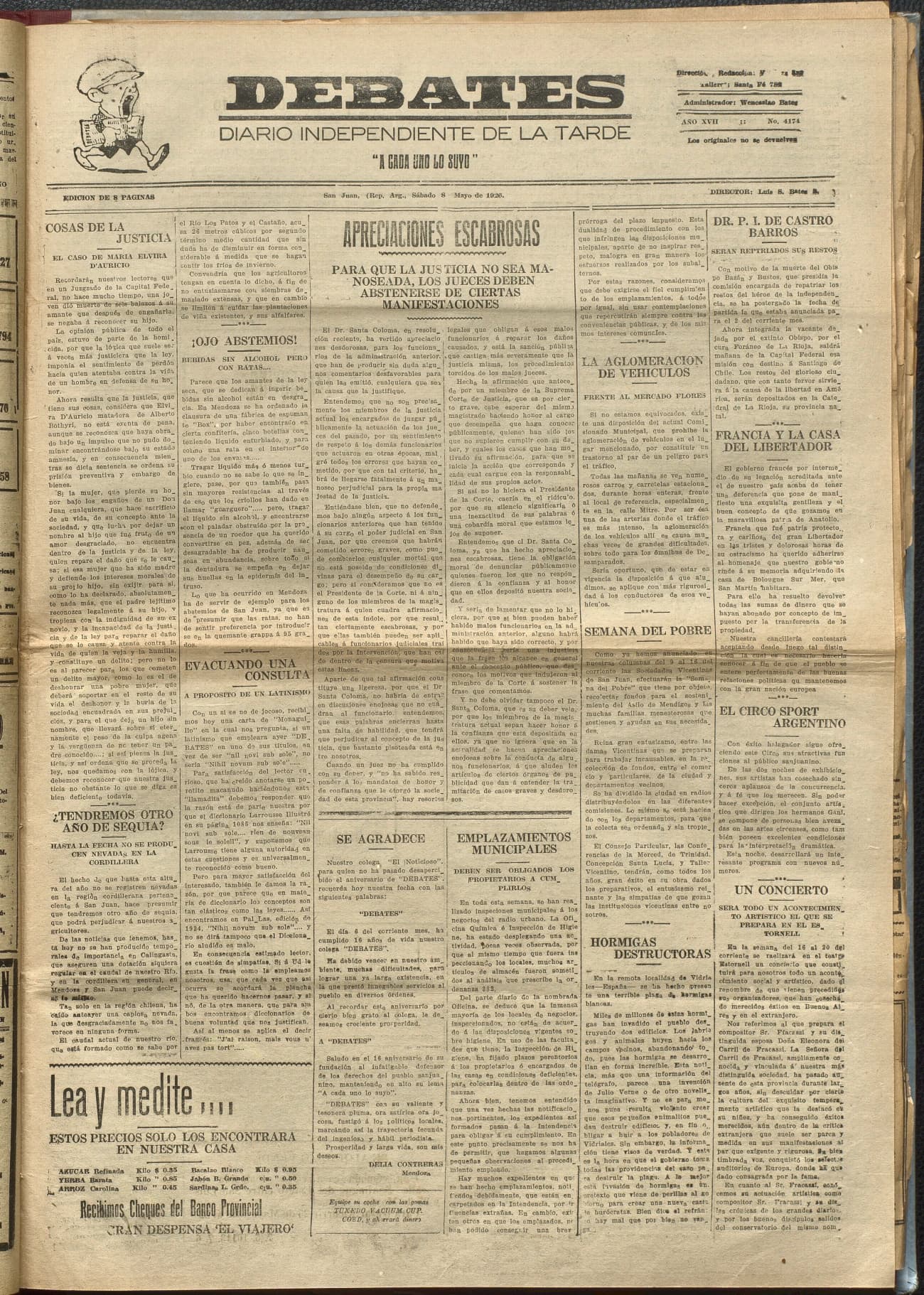 Portada · Diario Debates del 8 de mayo de 1926