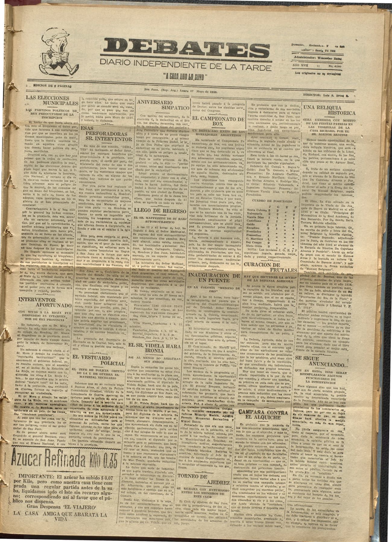 Portada · Diario Debates del 17 de mayo de 1926