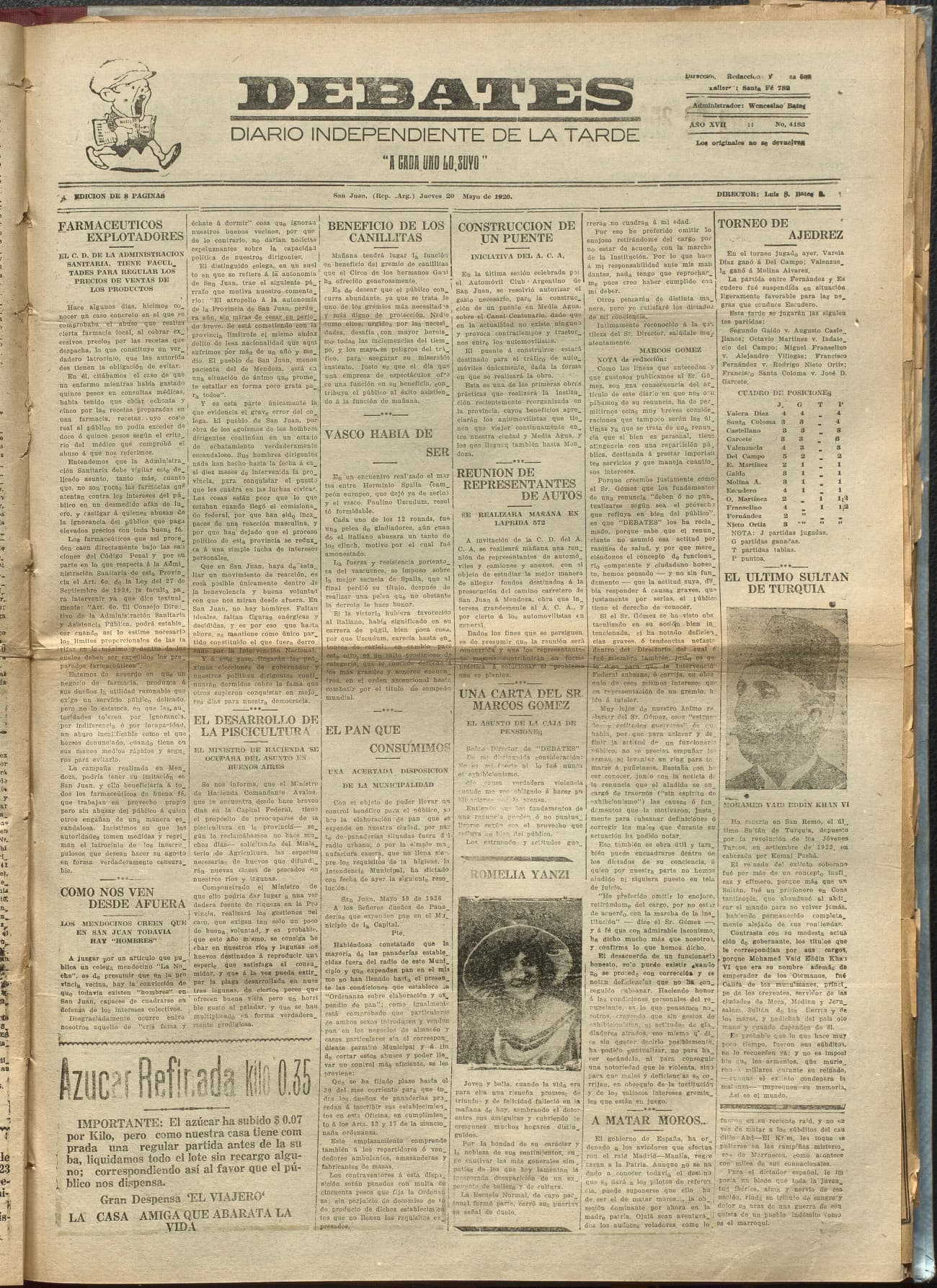 Portada · Diario Debates del 20 de mayo de 1926