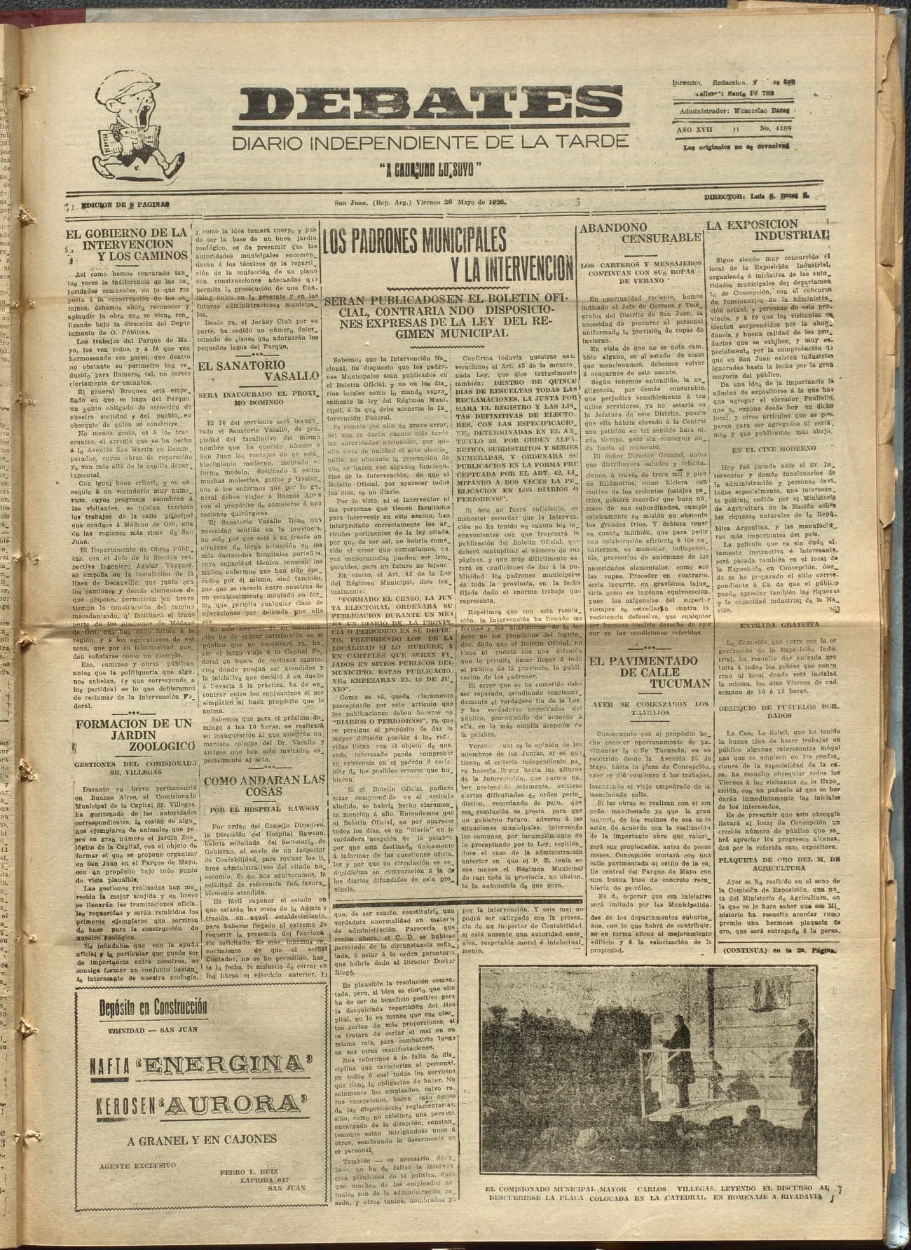 Portada · Diario Debates del 28 de mayo de 1926