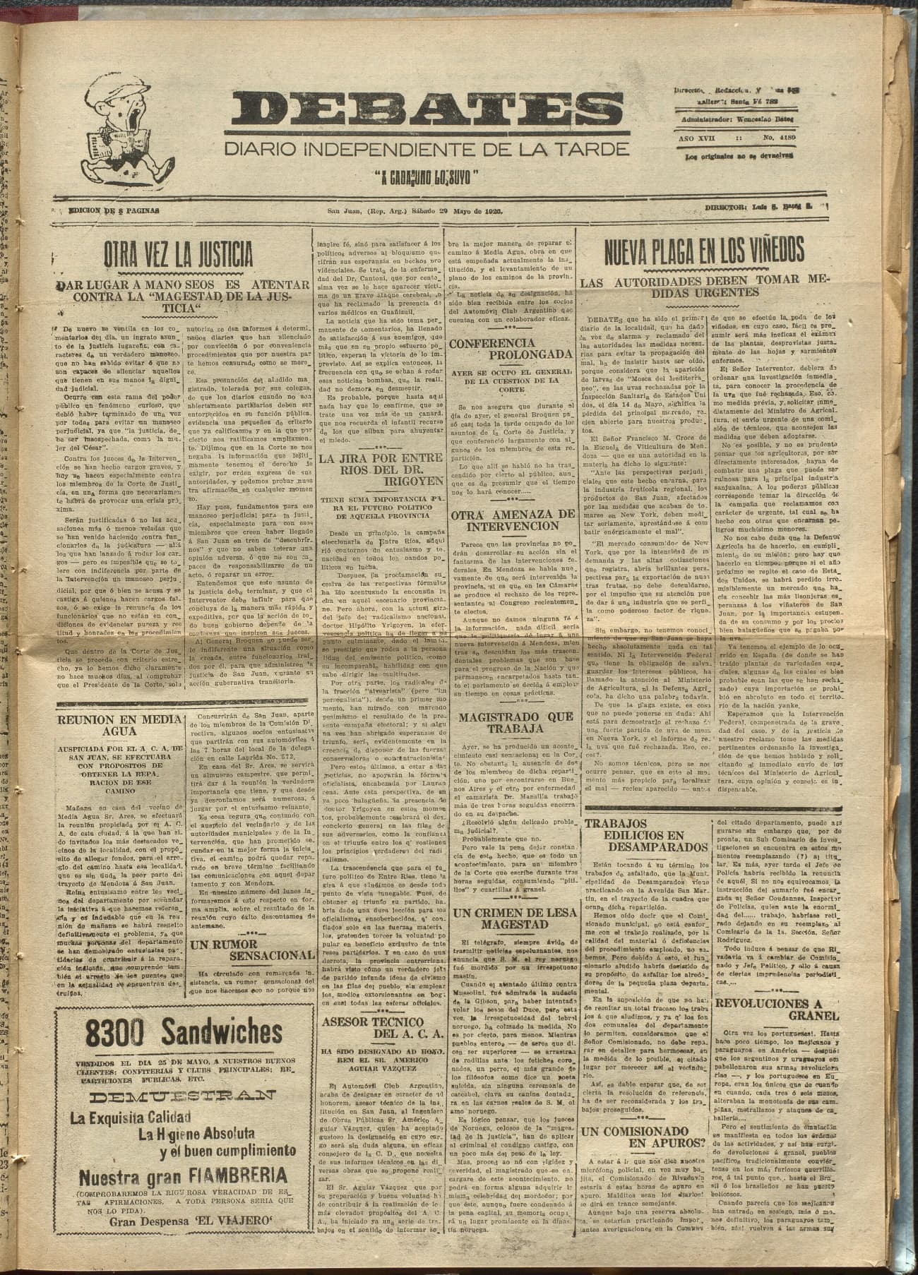 Portada · Diario Debates del 29 de mayo de 1926