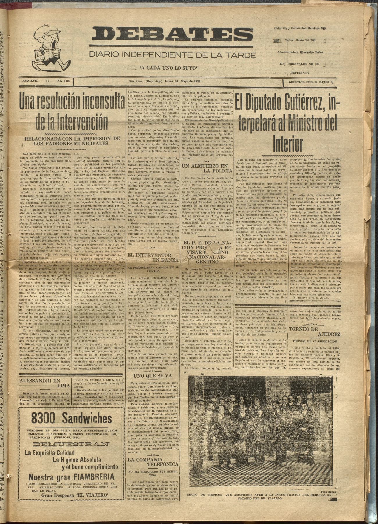 Portada · Diario Debates del 31 de mayo de 1926