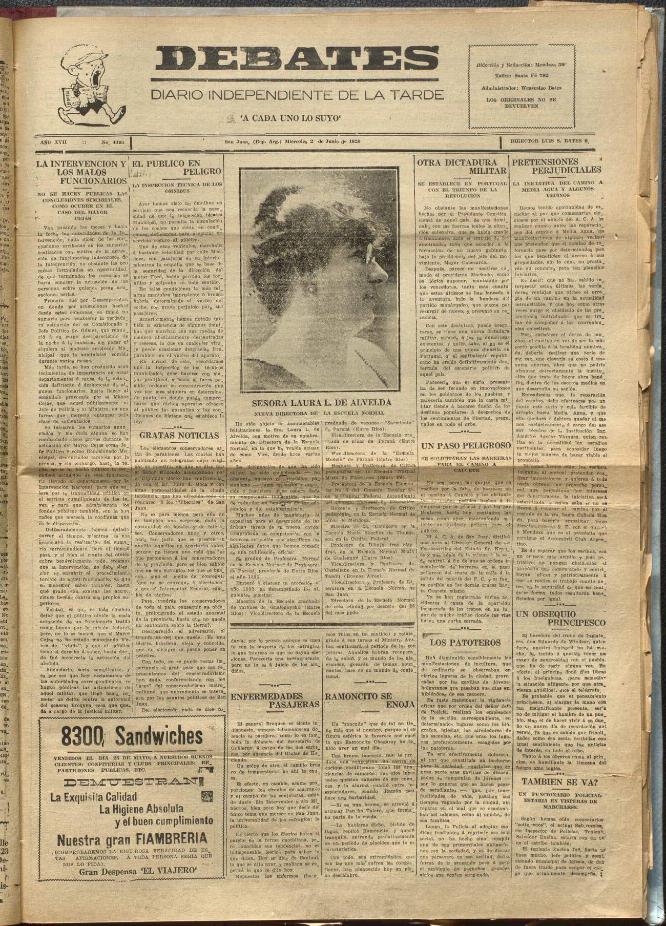 Portada · Diario Debates del 2 de junio de 1926