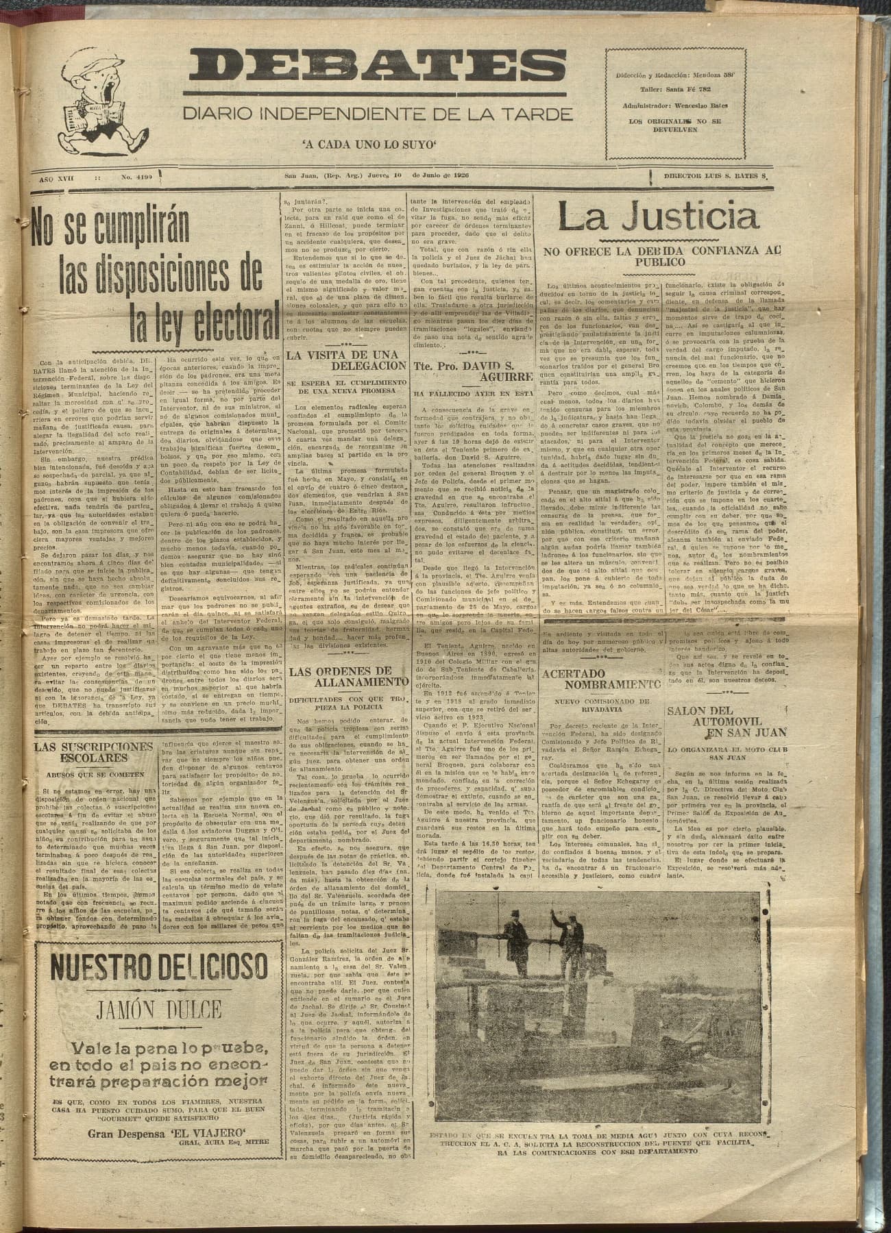 Portada · Diario Debates del 10 de junio de 1926