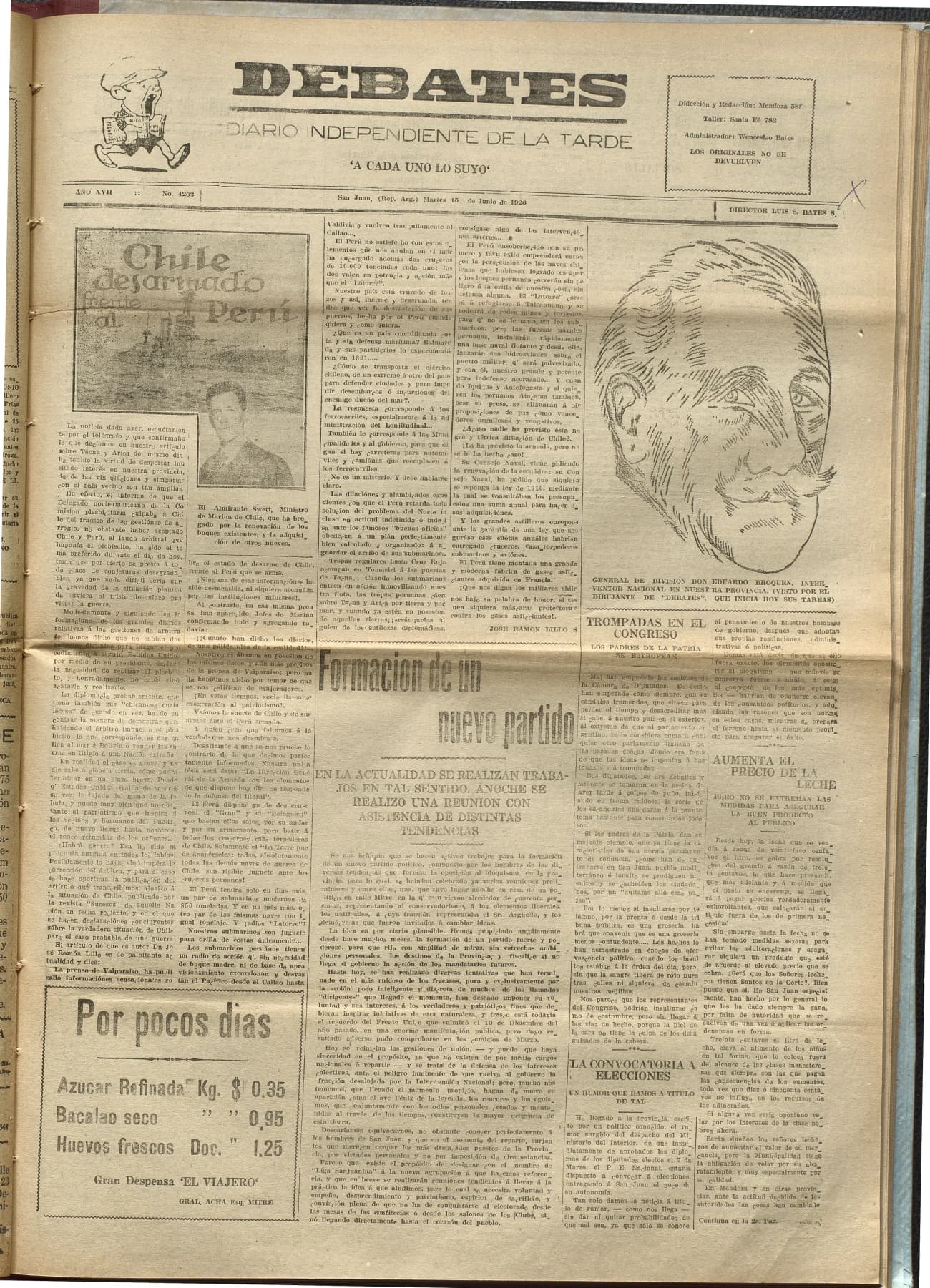 Portada · Diario Debates del 15 de junio de 1926