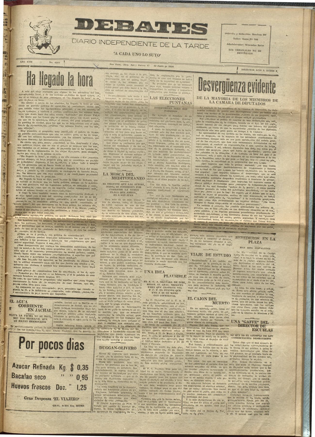 Portada · Diario Debates del 17 de junio de 1926
