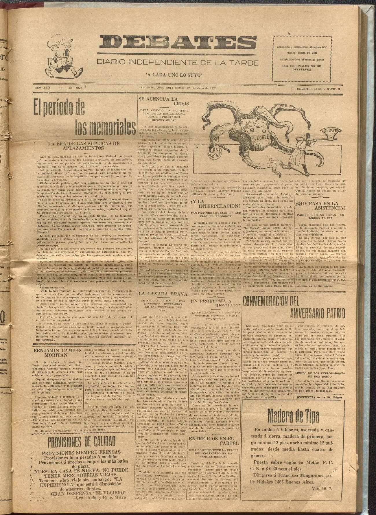 Portada · Diario Debates del 10 de julio de 1926