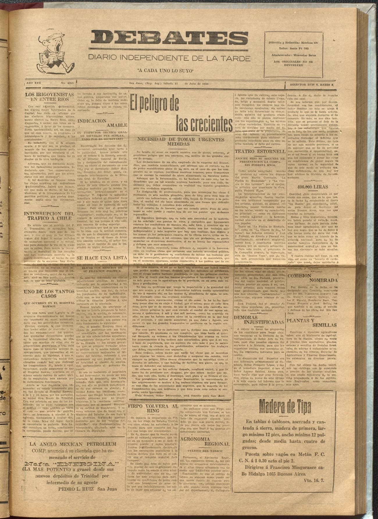Portada · Diario Debates del 17 de julio de 1926