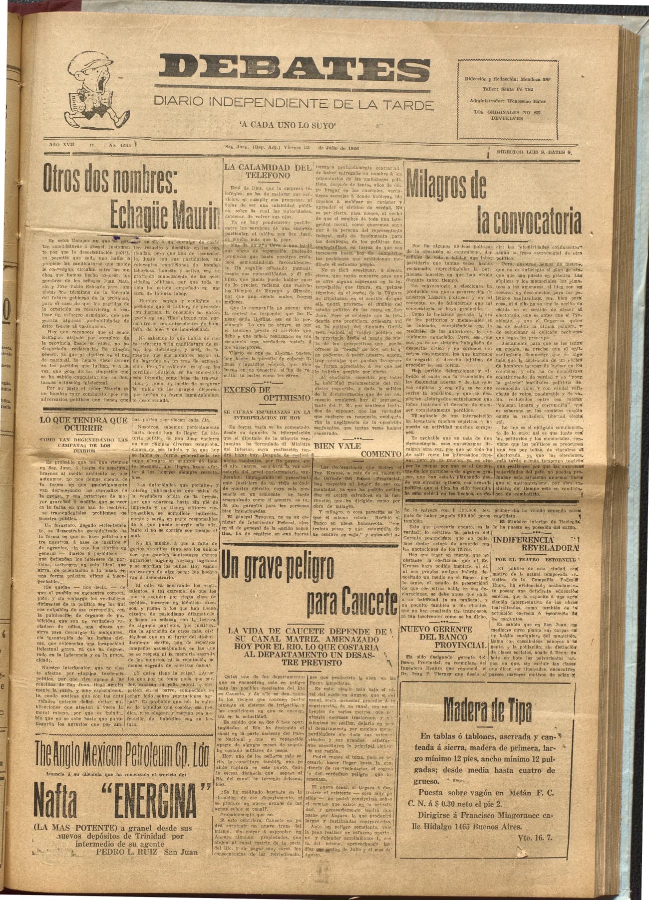 Portada · Diario Debates del 23 de julio de 1926