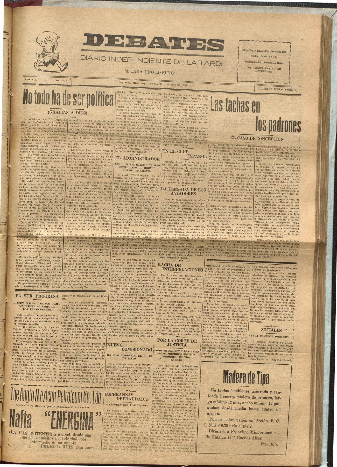 Portada · Diario Debates del 24 de julio de 1926