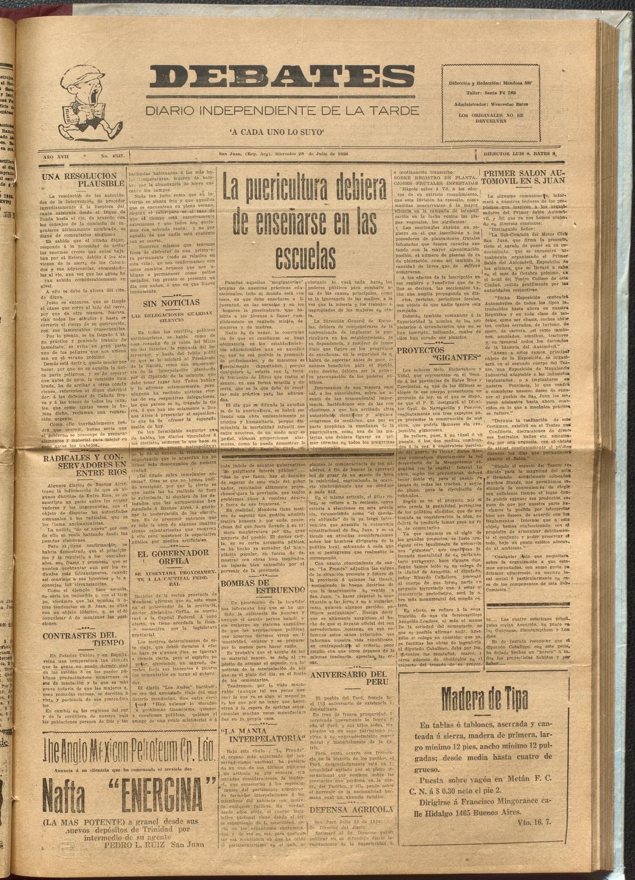 Portada · Diario Debates del 28 de julio de 1926