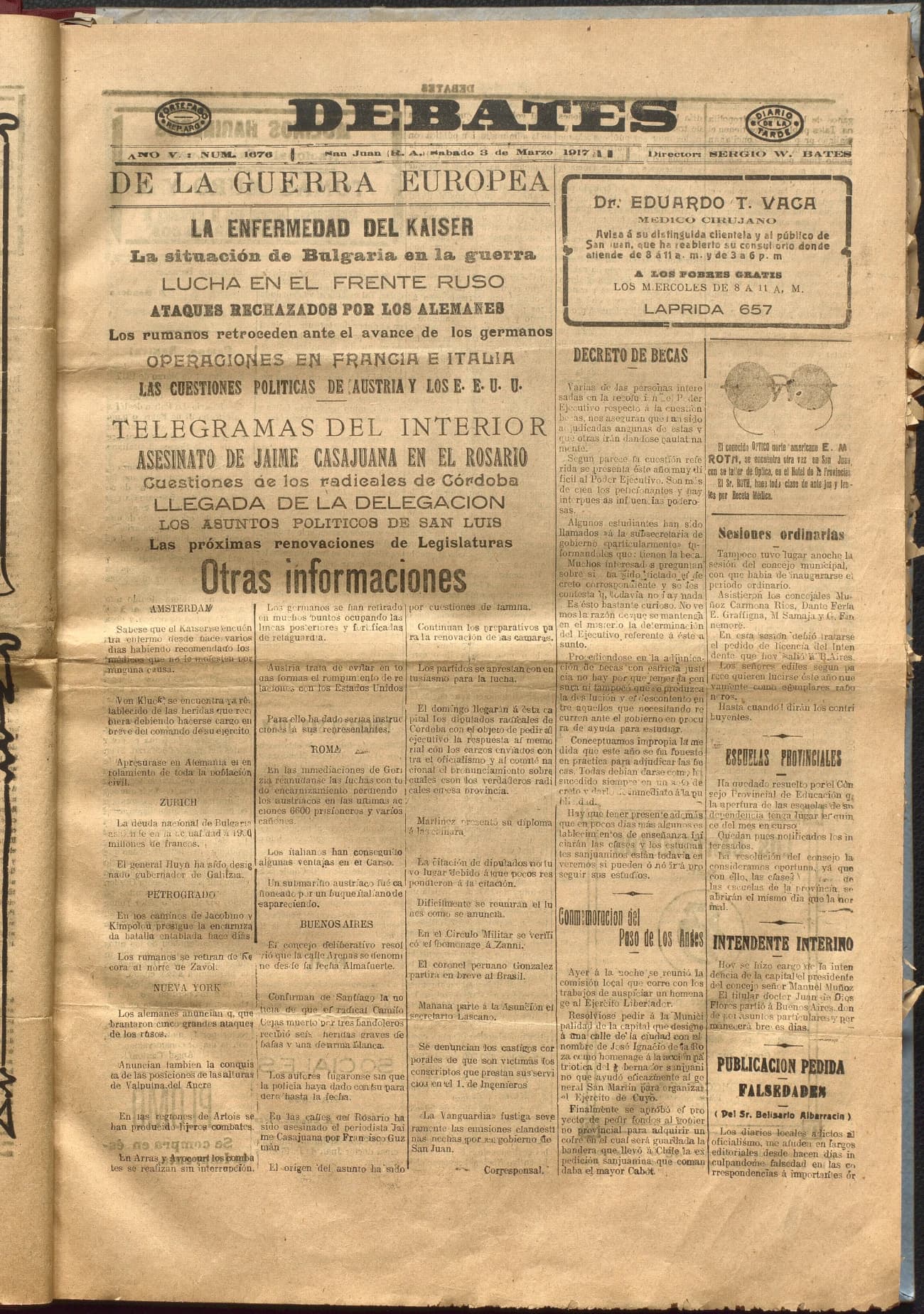 Portada · Diario Debates del 3 de marzo de 1917